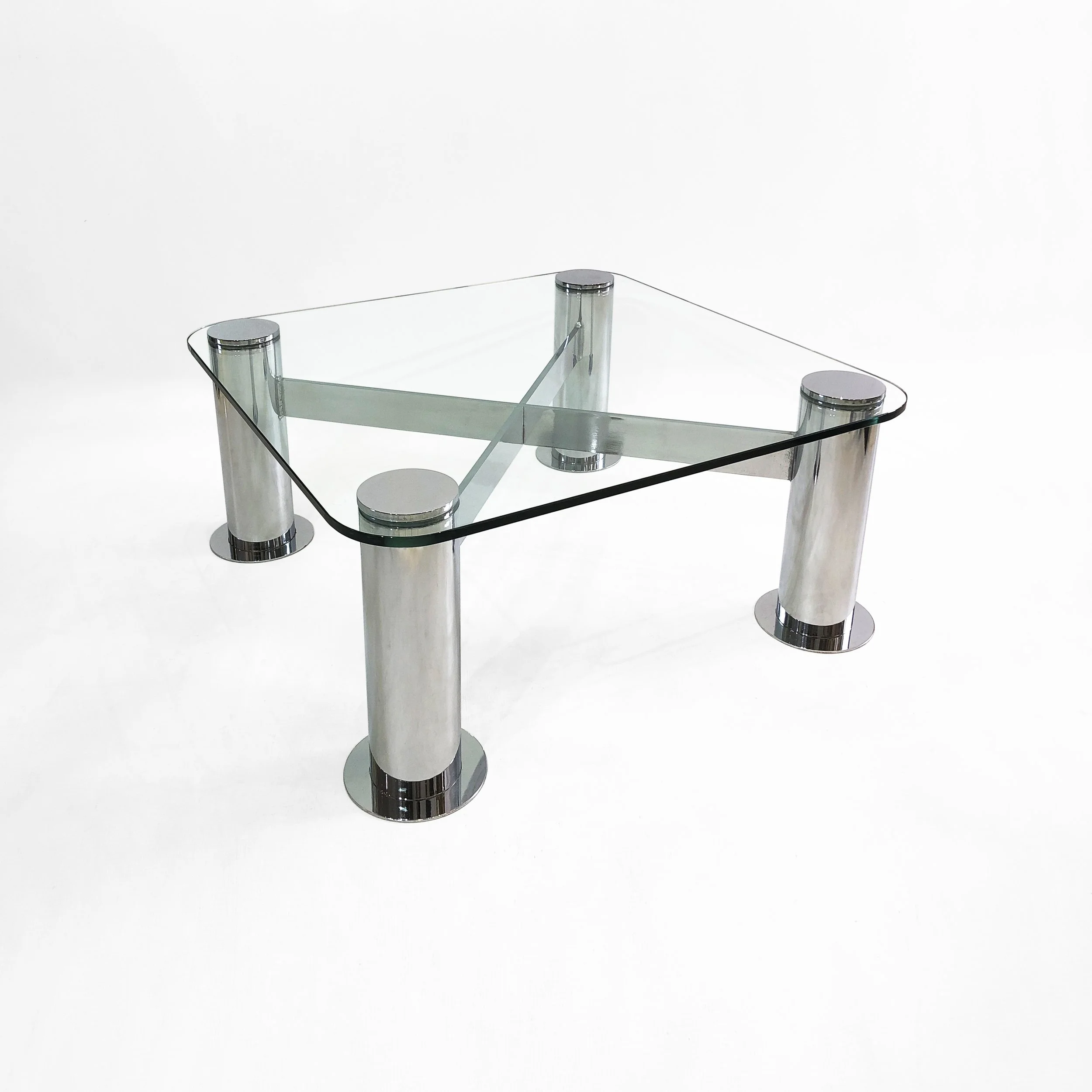 Pace Postmodern Chrome Grass Square Coffee Table 4.jpg