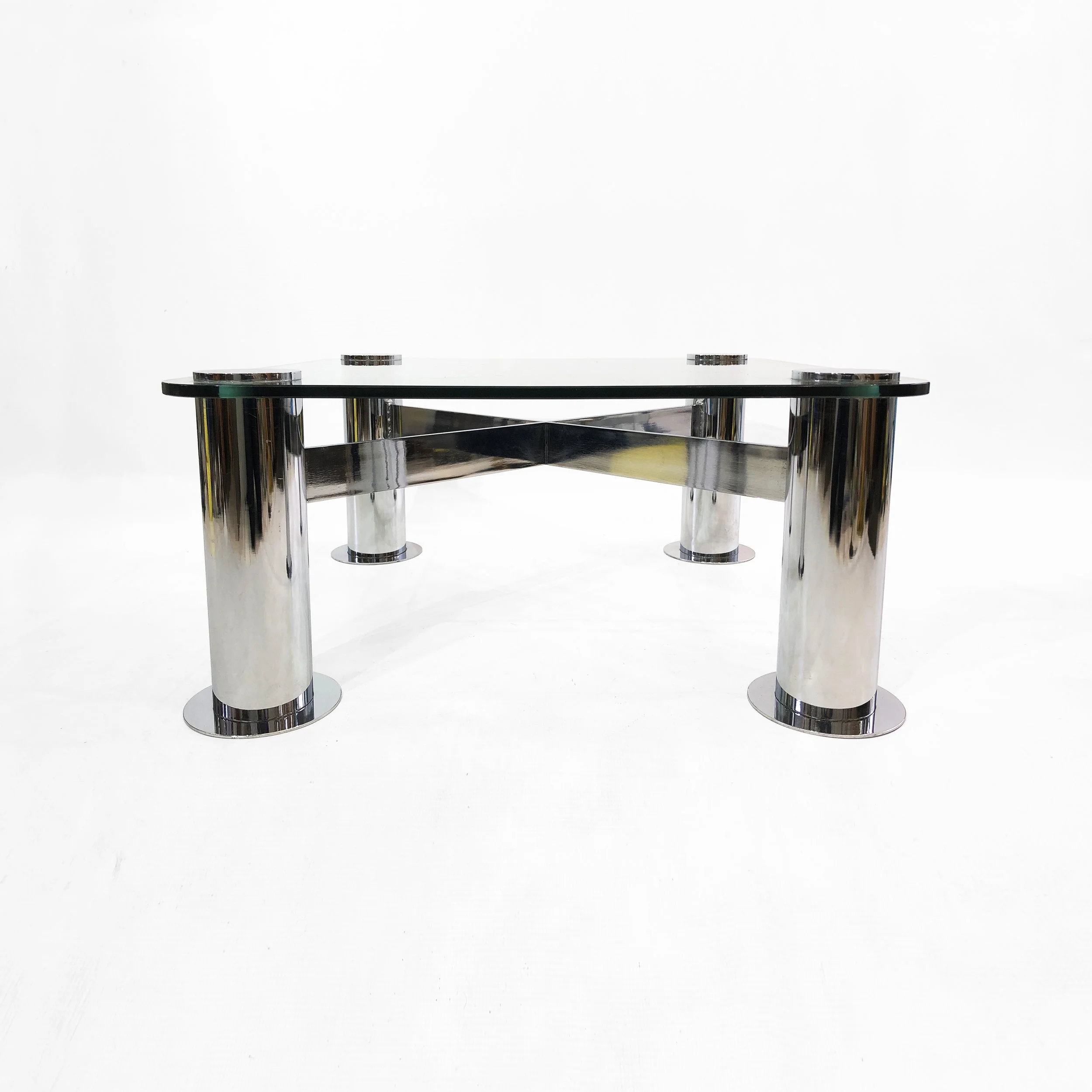 Pace Postmodern Chrome Grass Square Coffee Table 3.jpg