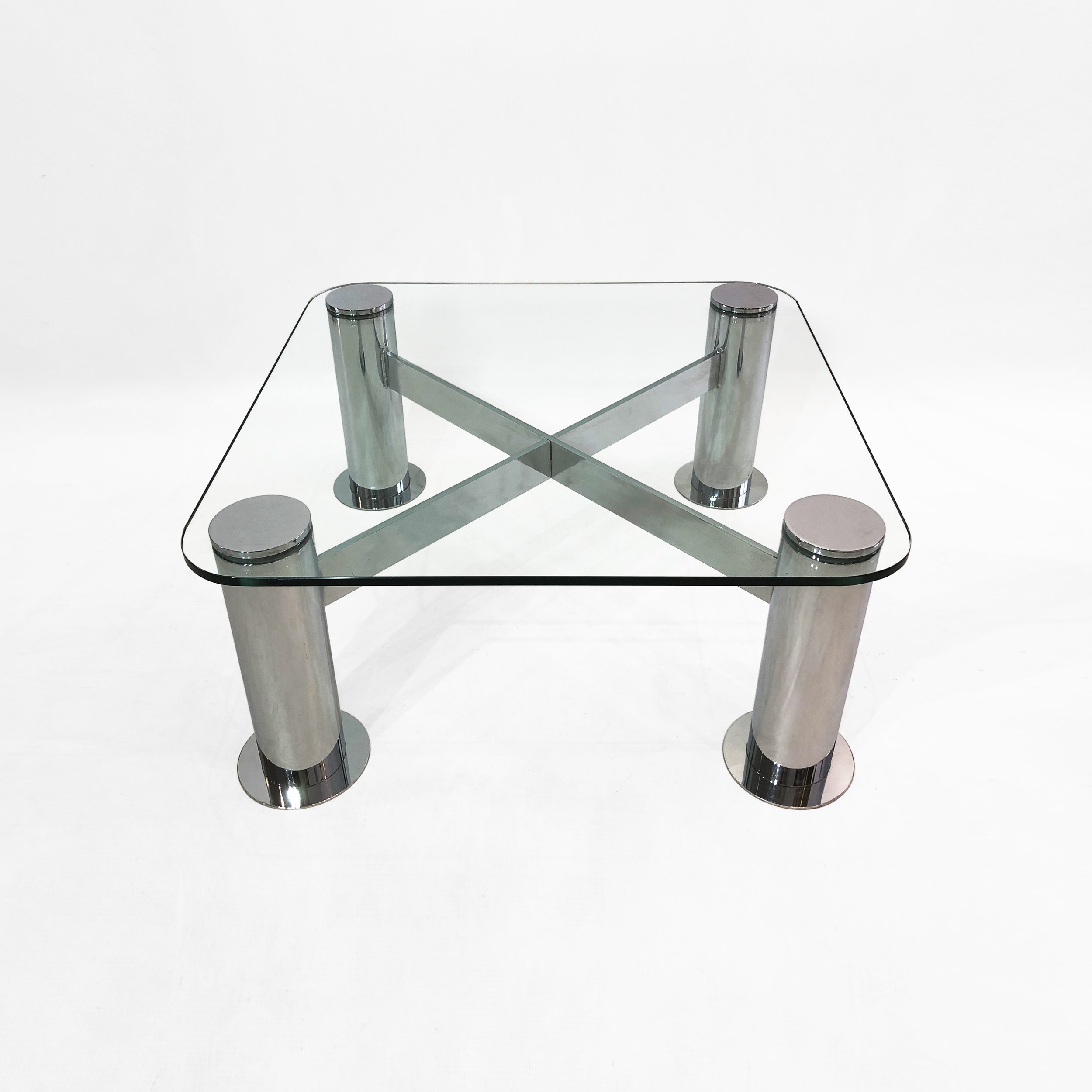 Pace Postmodern Chrome Grass Square Coffee Table 2.jpg