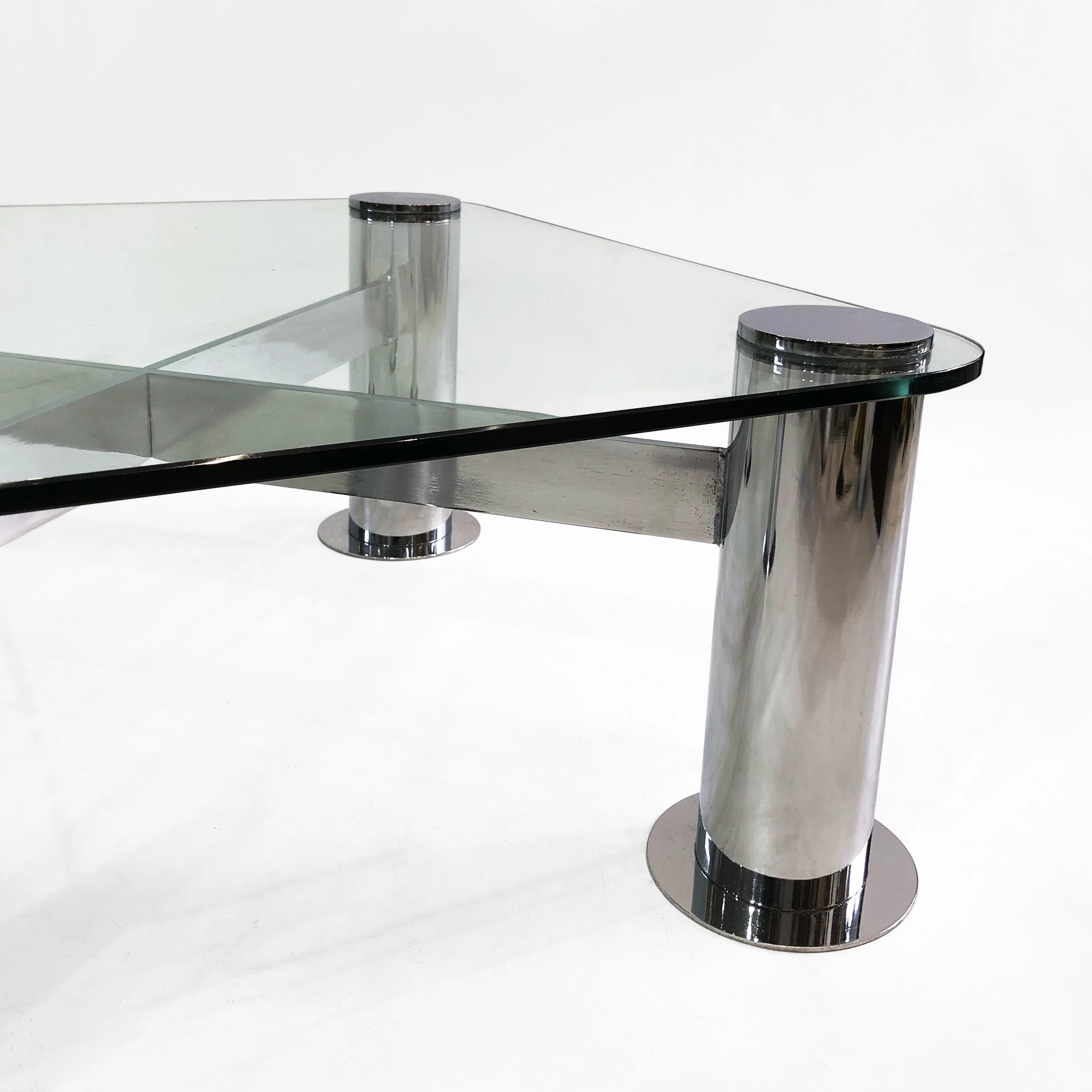 Pace Postmodern Chrome Grass Square Coffee Table 8.jpg