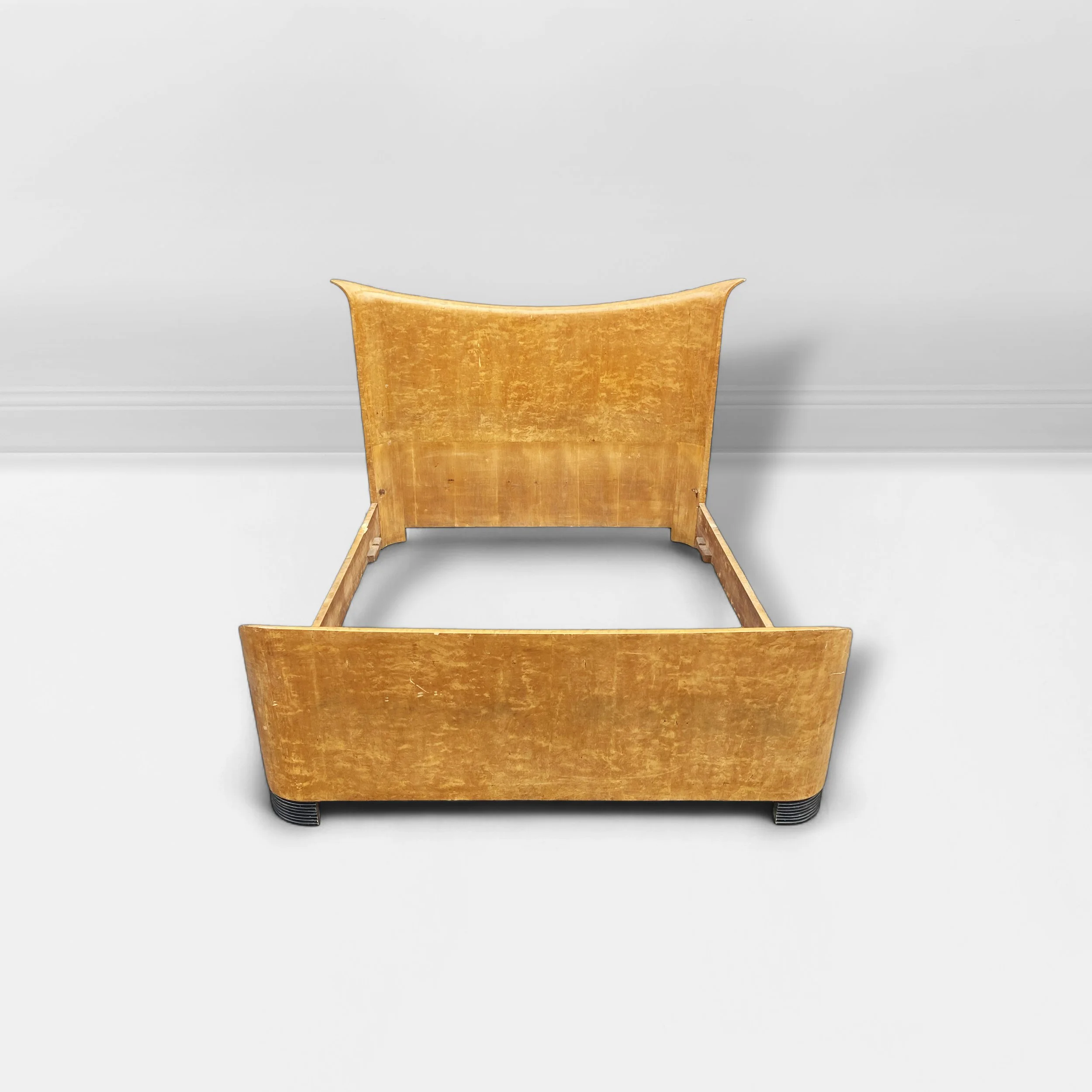 Guglielmo Ulrich for Valzania Art Deco King Bed 160cm Burl Wood 3.jpg