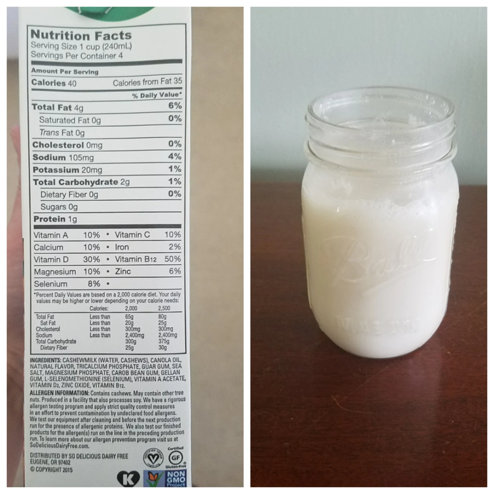 Homemade Cashew Milk Nutrition Facts Blog Dandk