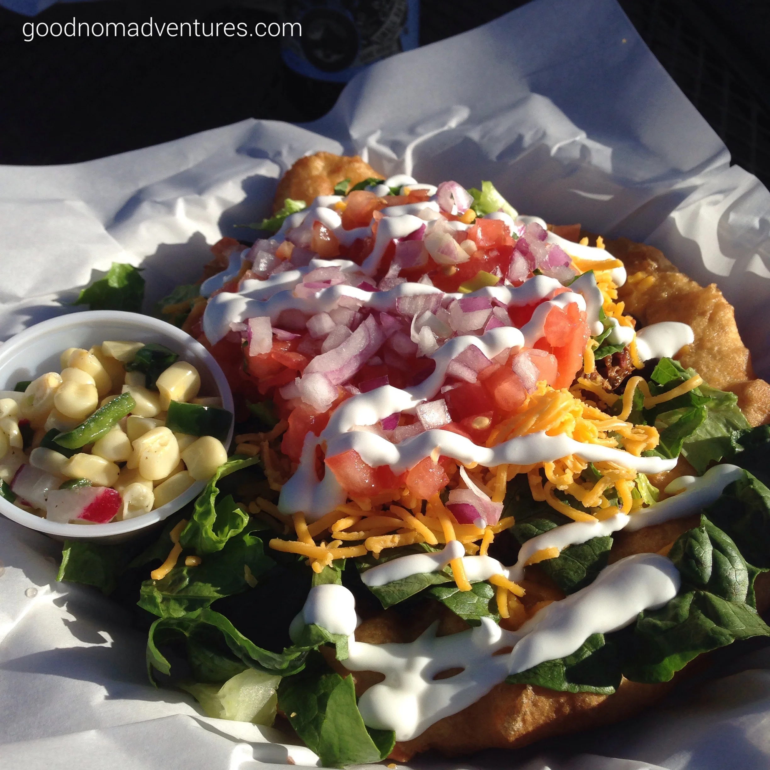Indian Taco with shredded bison