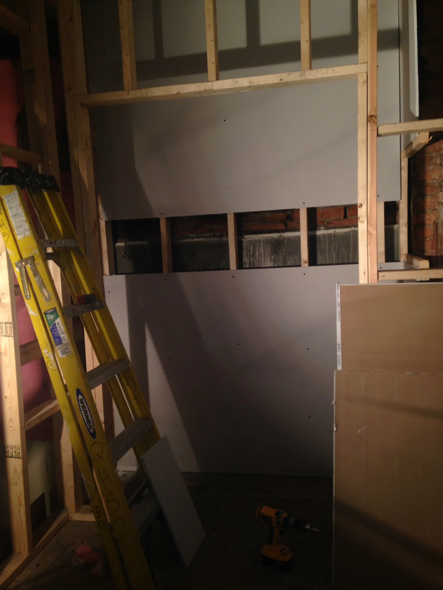 Drywall before finishing