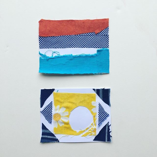67 and 68 of 100 for #the100dayproject: two improvised fabric collages. #fabriccollages #improvisation #catchingup
