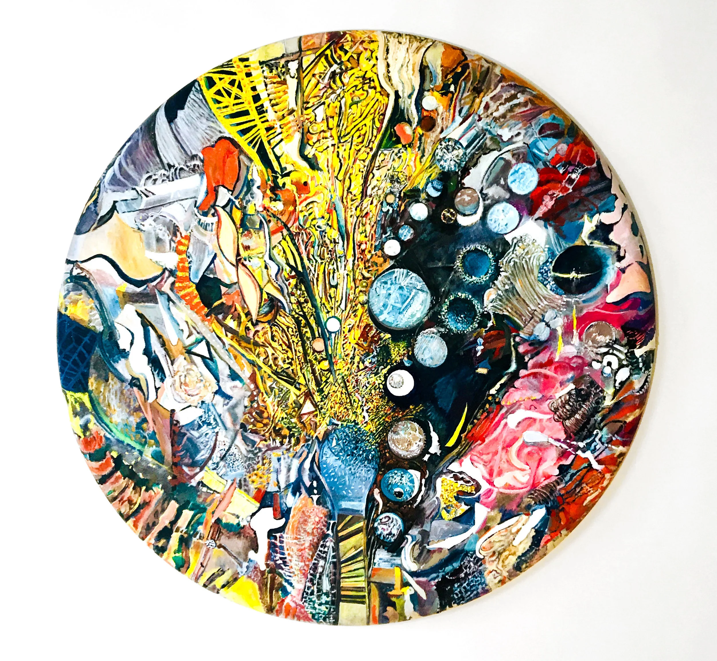 Bruce Stiglich, Round #32 , 2015, oil on canvas, 36" diameter