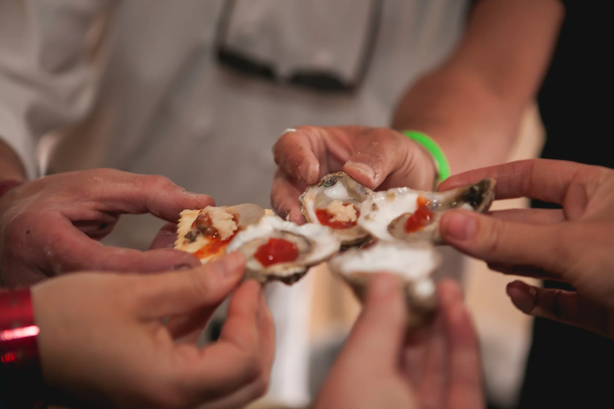 Oysters(and one craker) from Highway 3 Road House. They shucked 800 that day!