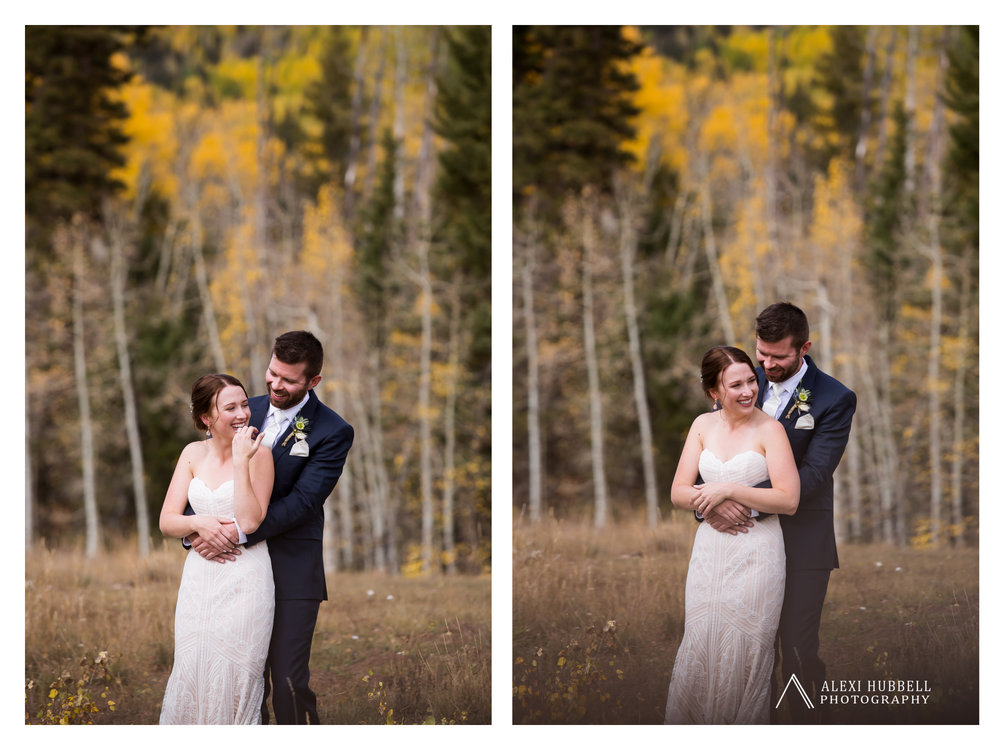 Fall wedding at Cascade Village, Durango, Colorado by Alexi Hubbell Photography