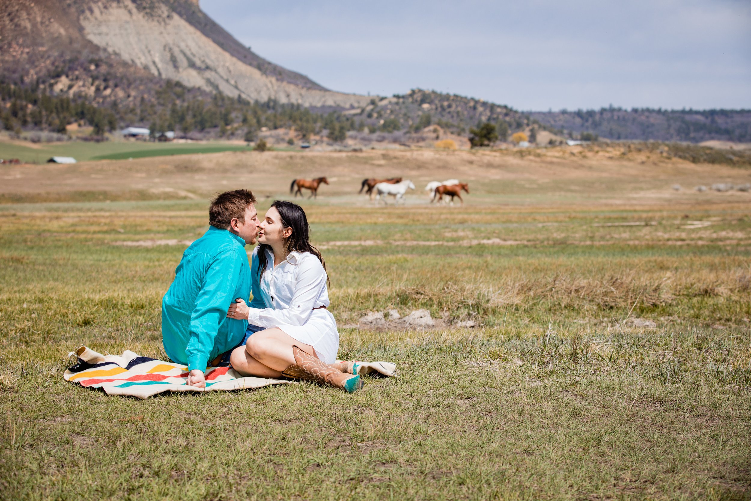  Durango Colorado Mancos Colorado Horse Ranch Cowboy enagement photo session 