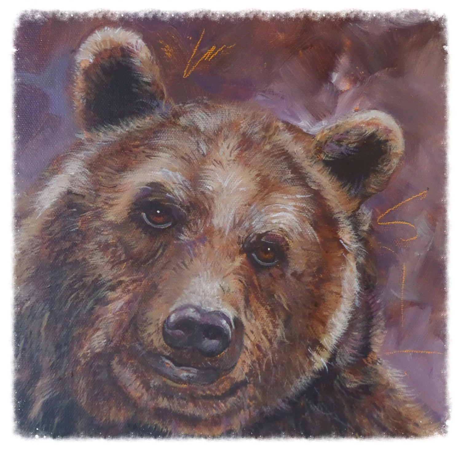 “Bear Friend,” Acrylic, 10”x10,” $300.00