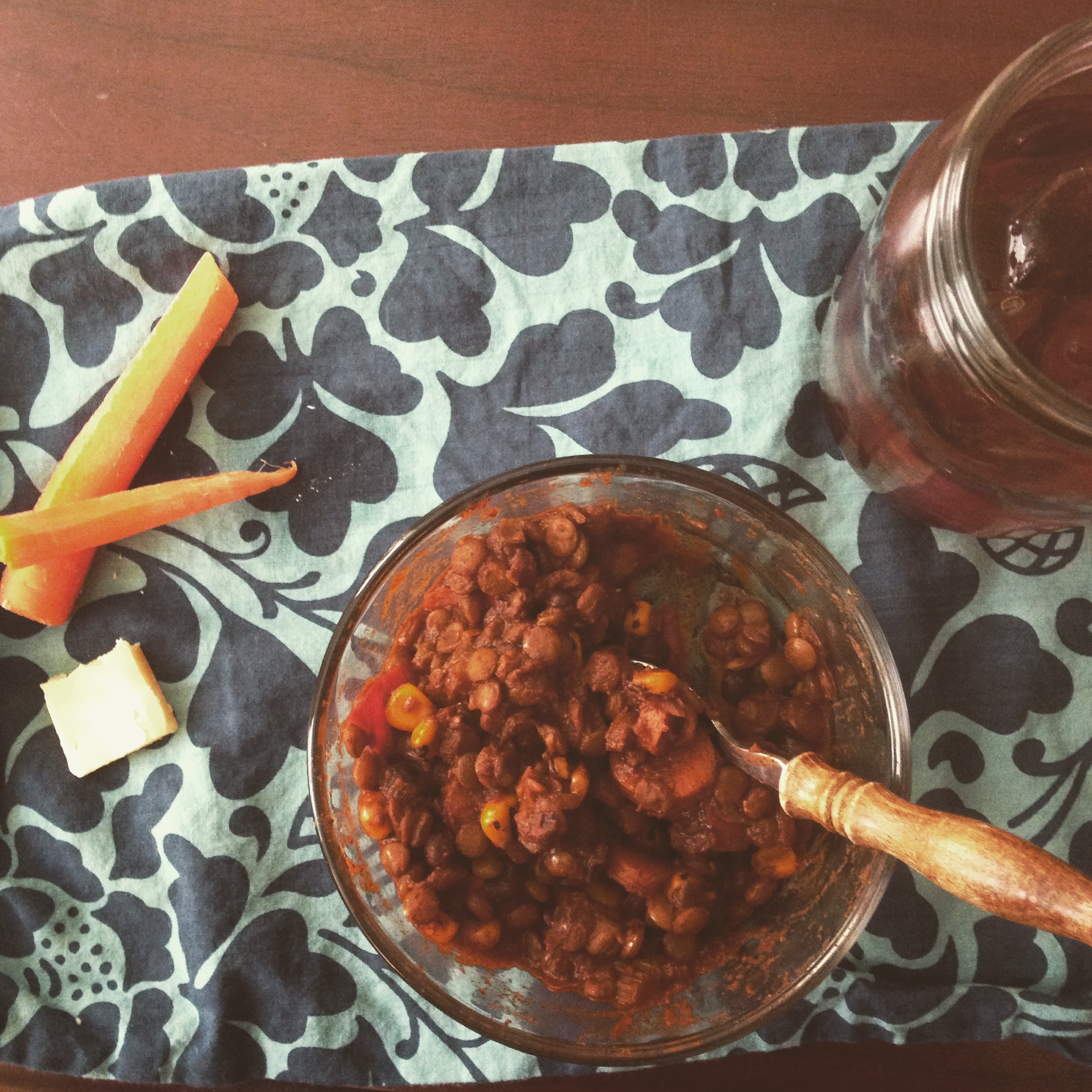 This veggie-lentil chili was so good I turned it into takeout and carried it to work with me the next day.