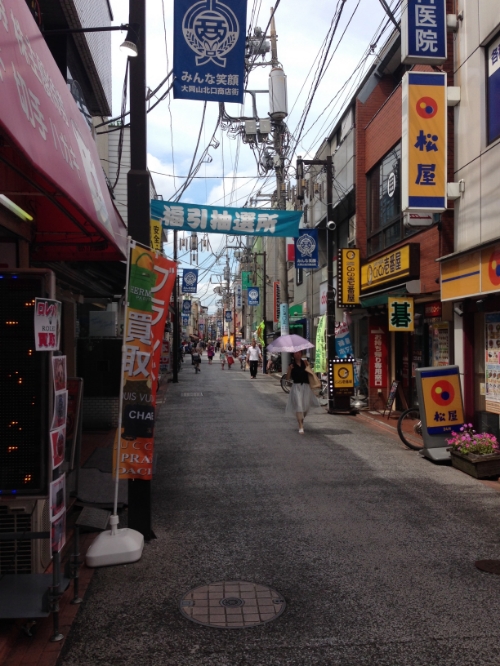 Bustling alley near Okayama Station.