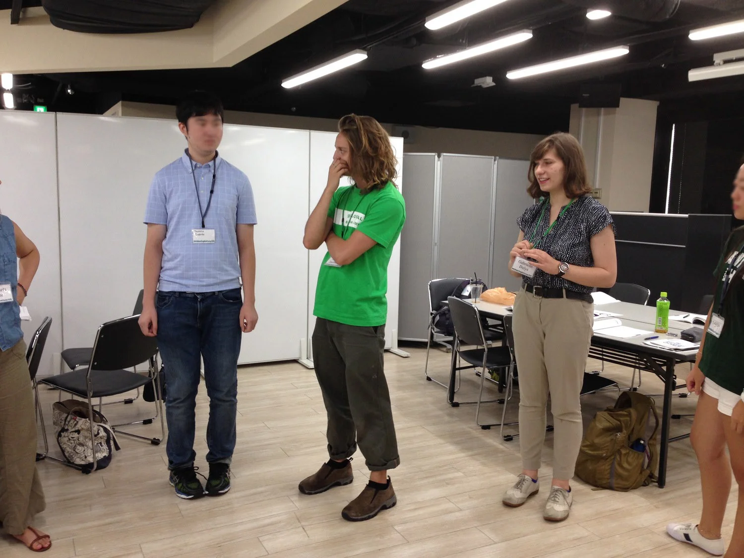 Interns and students play a guessing game. 