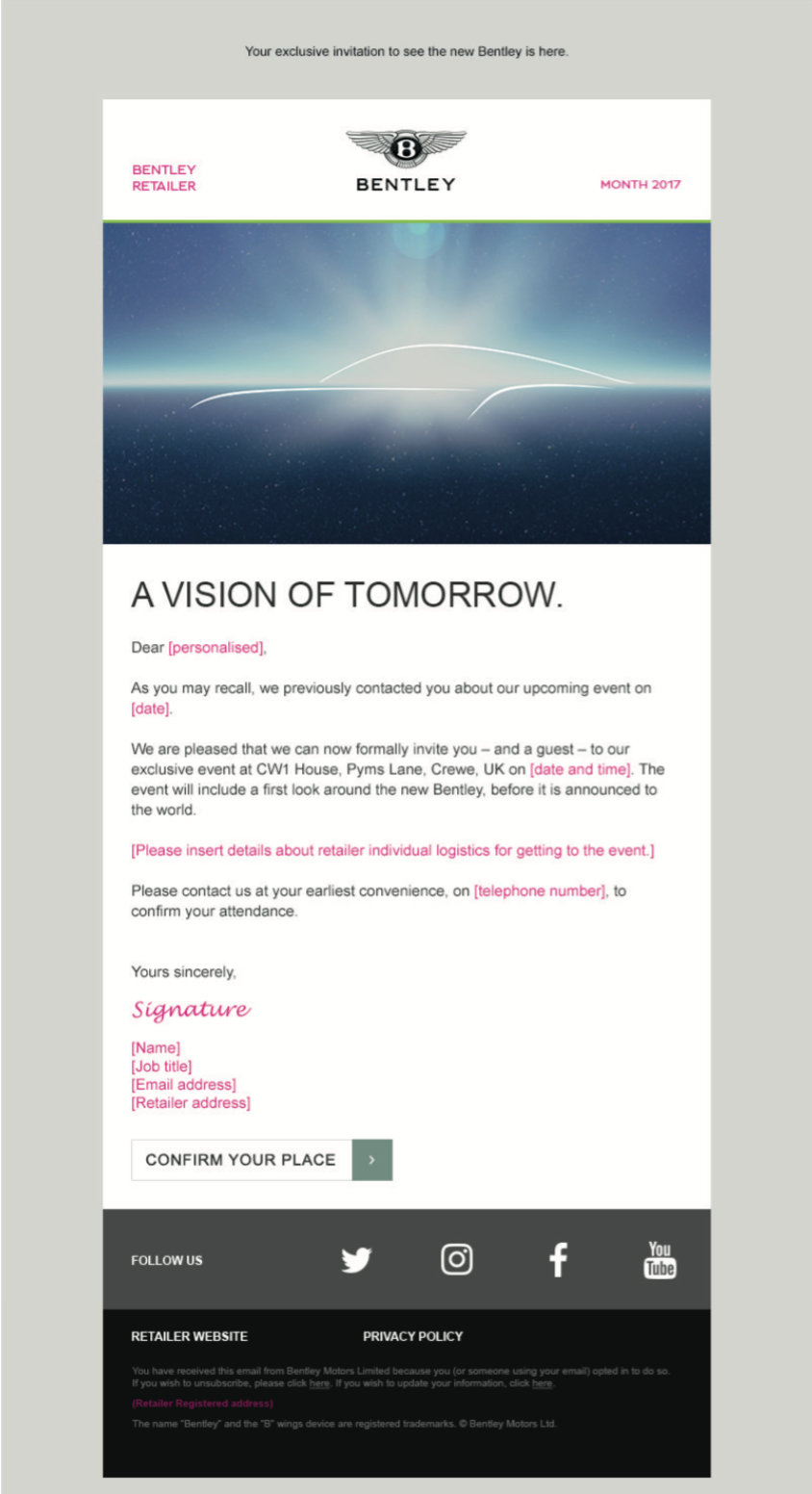 Pre-emargo launch email