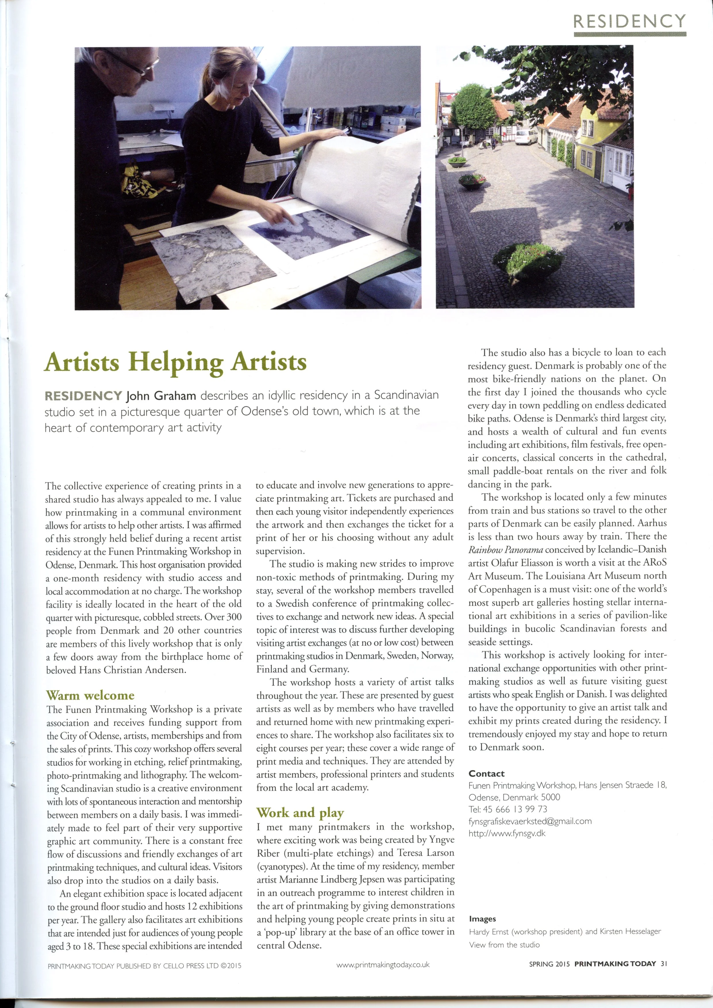 PUBLISHED ARTICLE, 2015, PRINTMAKING TODAY, OXFORD, UK