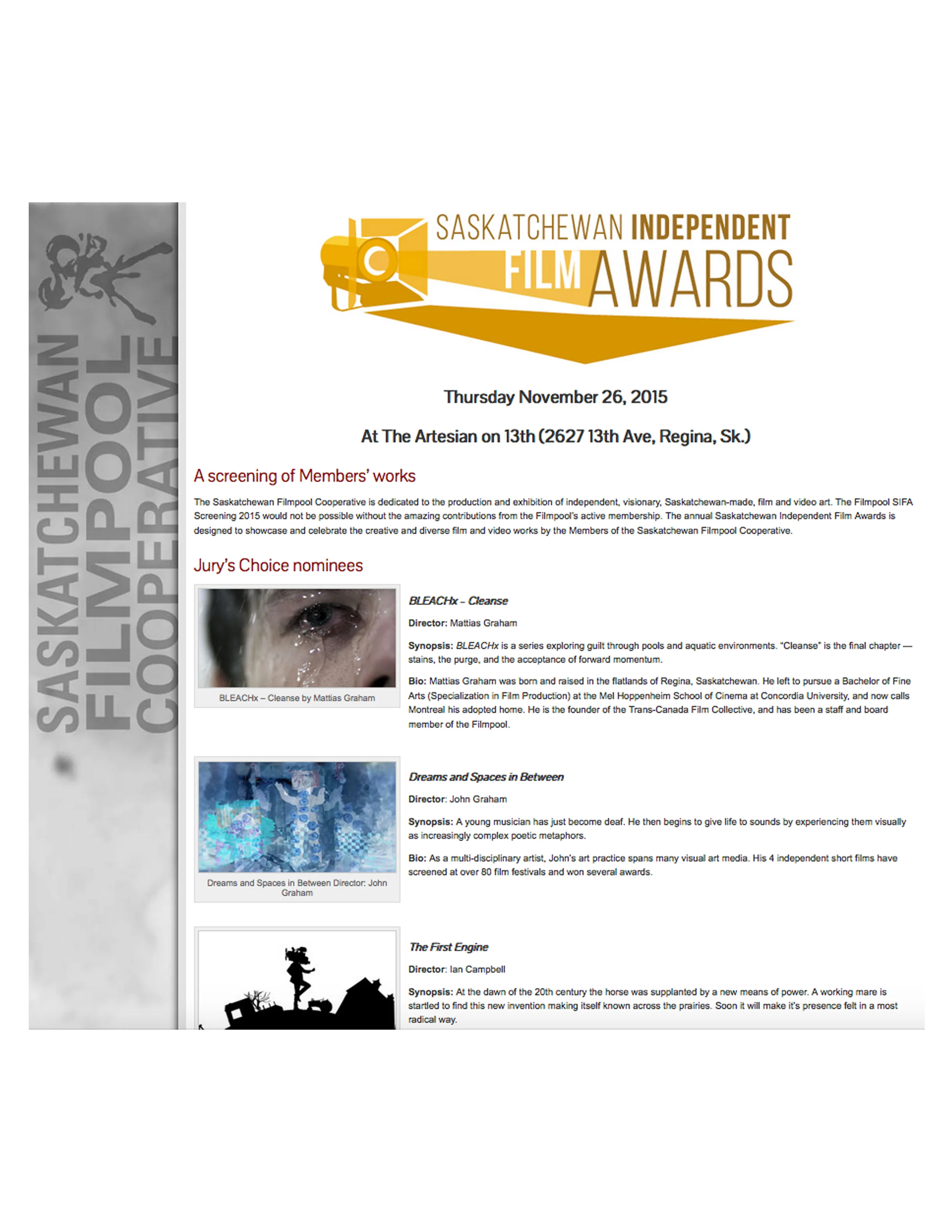 Dreams and Spaces in Between (2015) short film screens at SIFA Awards