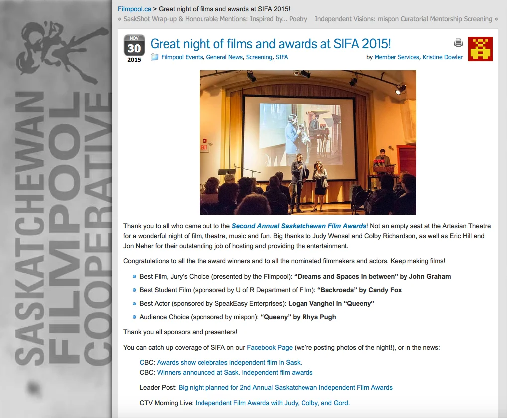 SIFA 2015 best film award - Dreams and Spaces in Between (2015) short film