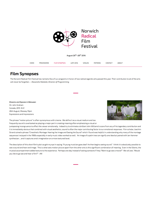 Dreams and Spaces in Between - short film - NORWICH RADICAL FILM FESTIVAL, UK