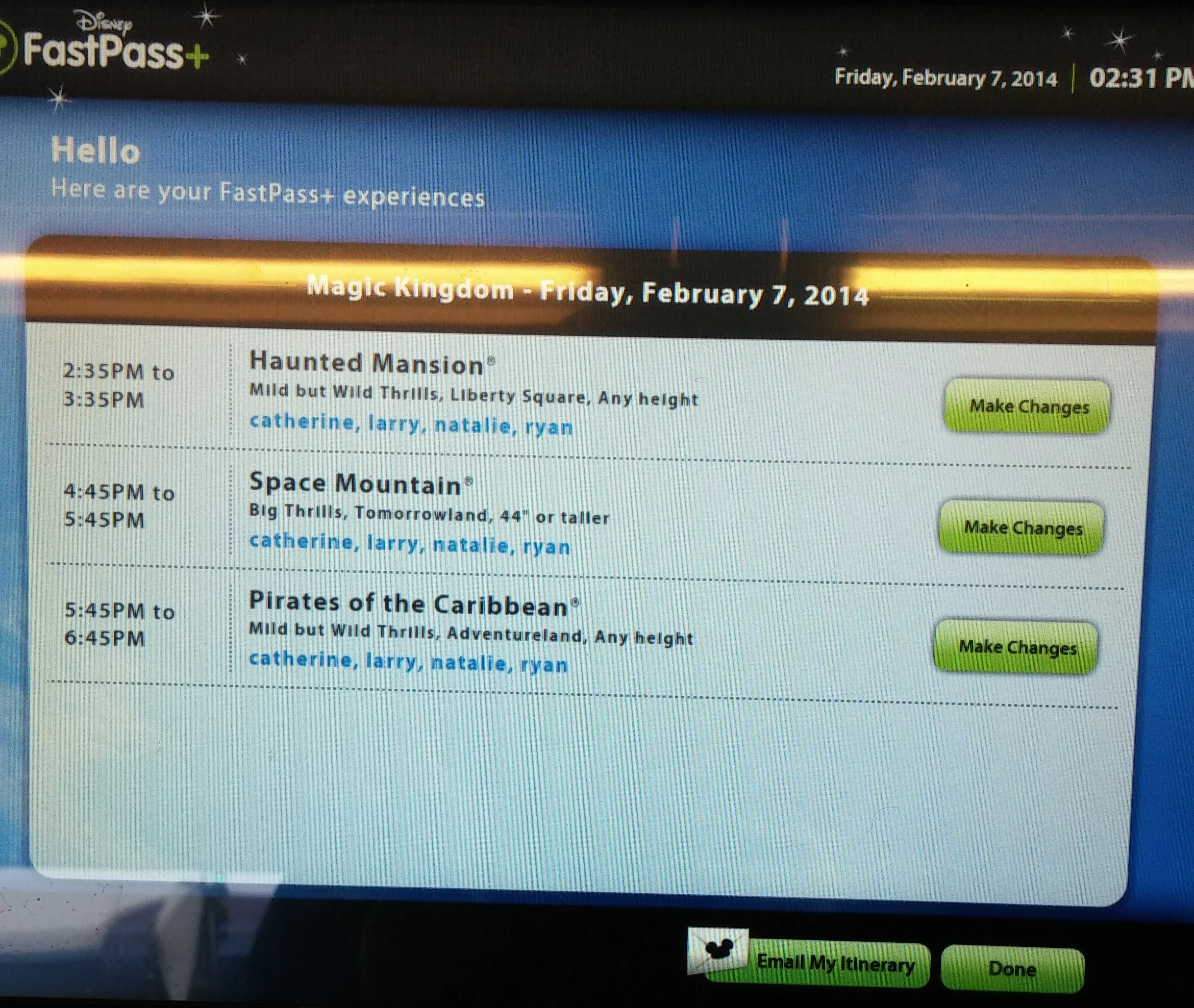 Magic Kingdom FastPass reservations