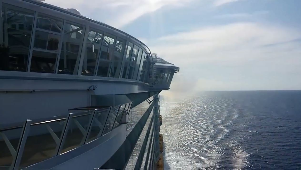 Allure of the Seas looking back from the bow