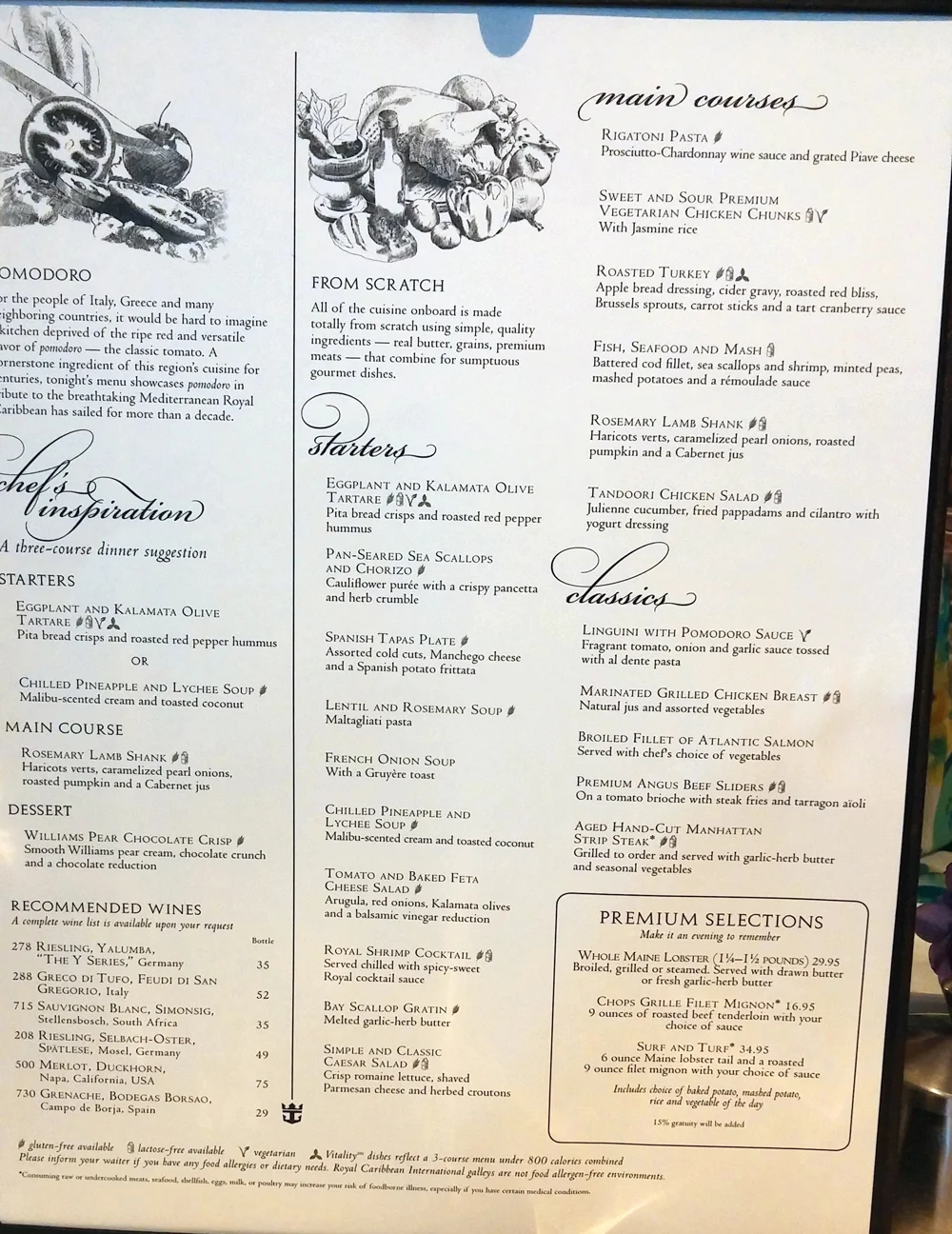 dinner menu