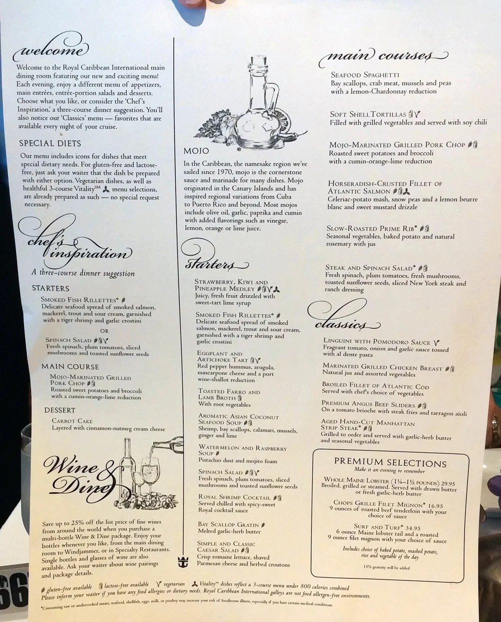 dinner menu
