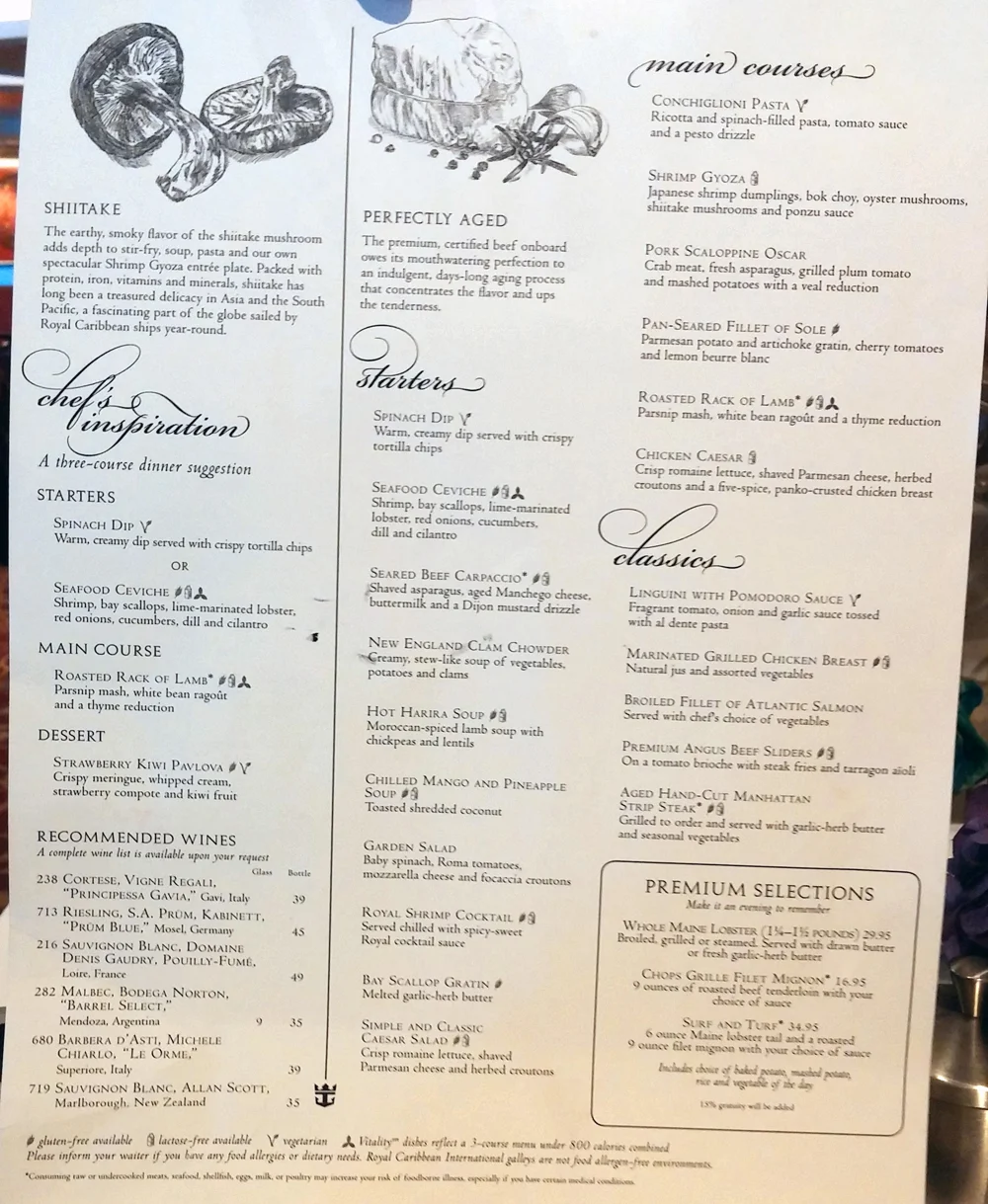 dinner menu