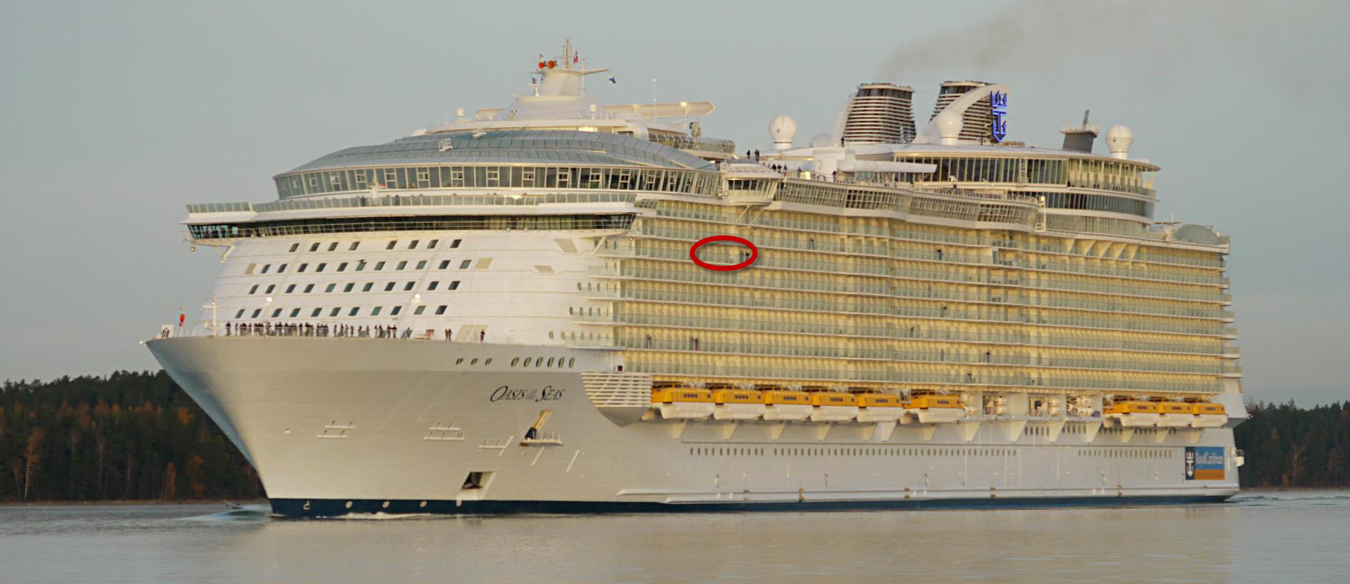 Oasis of the Seas port side, our approximate cabin location