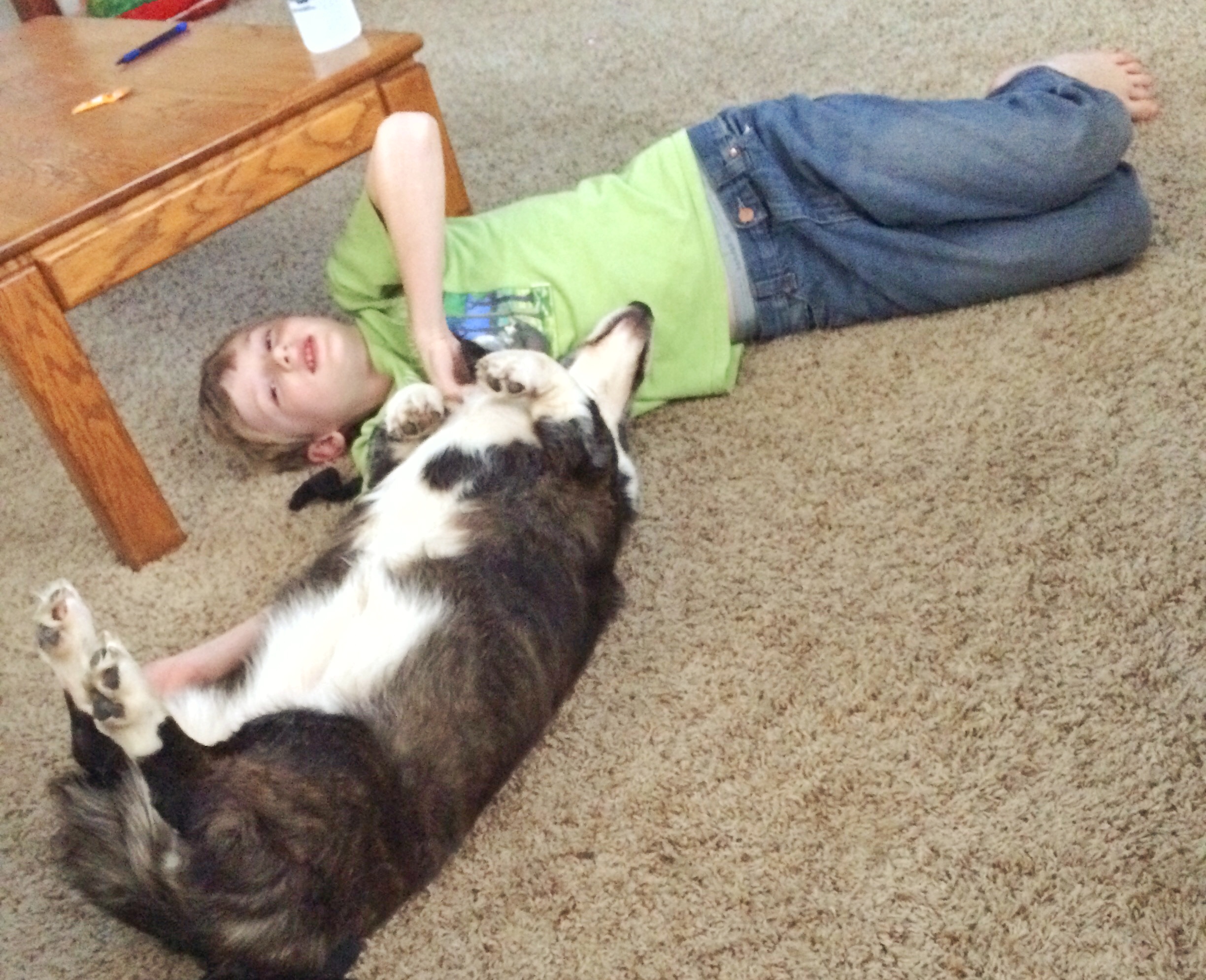 Norma is hoping he'll rub her belly; alas, she only got a feet tickle. 