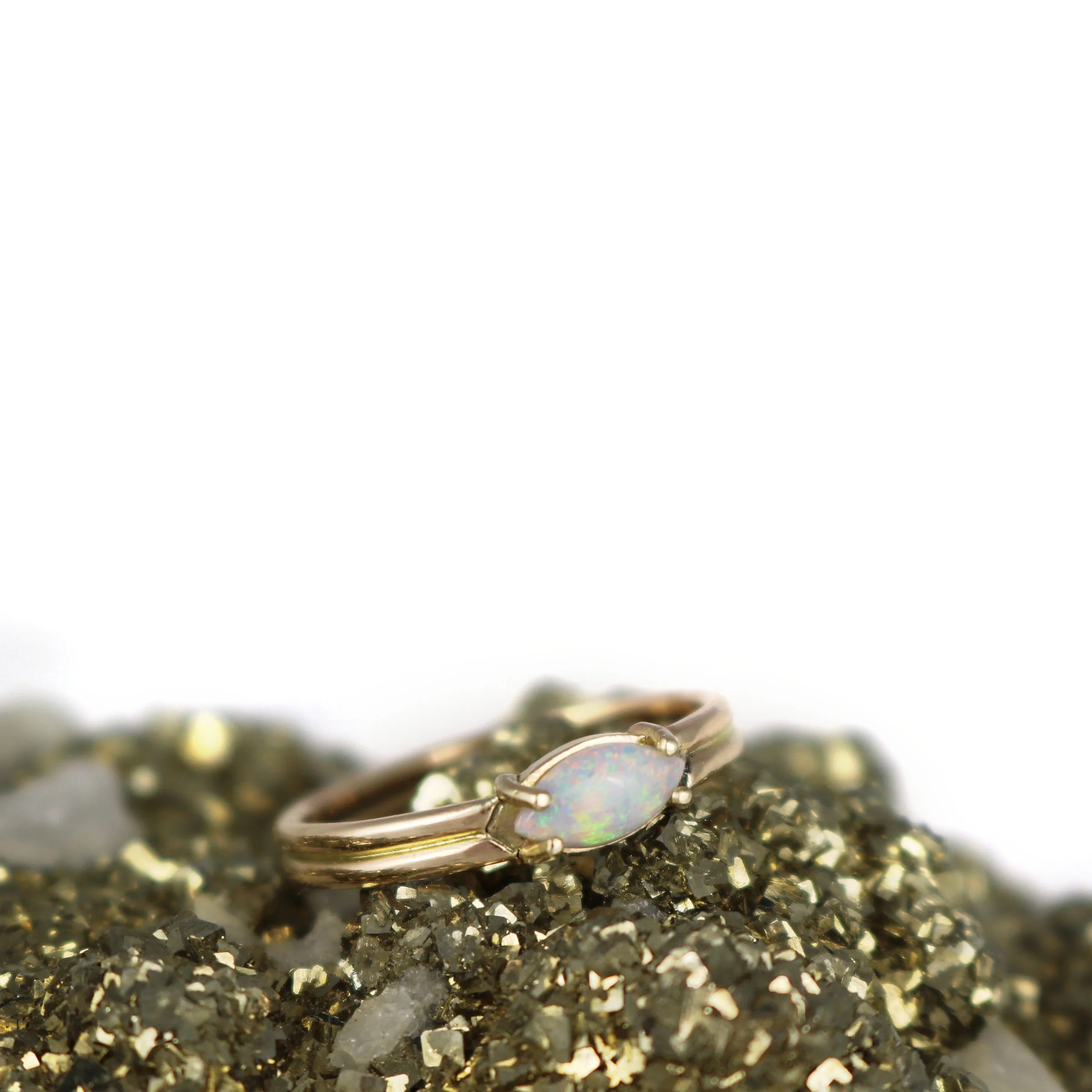Vesuvius Marquise Australian Opal Ring | 14k Gold