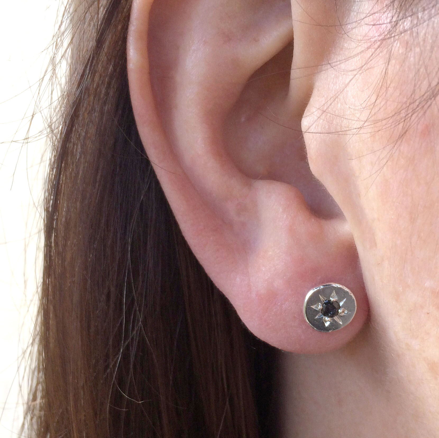 Black Diamond Star Drop Chain Earrings - Nuha Jewelers