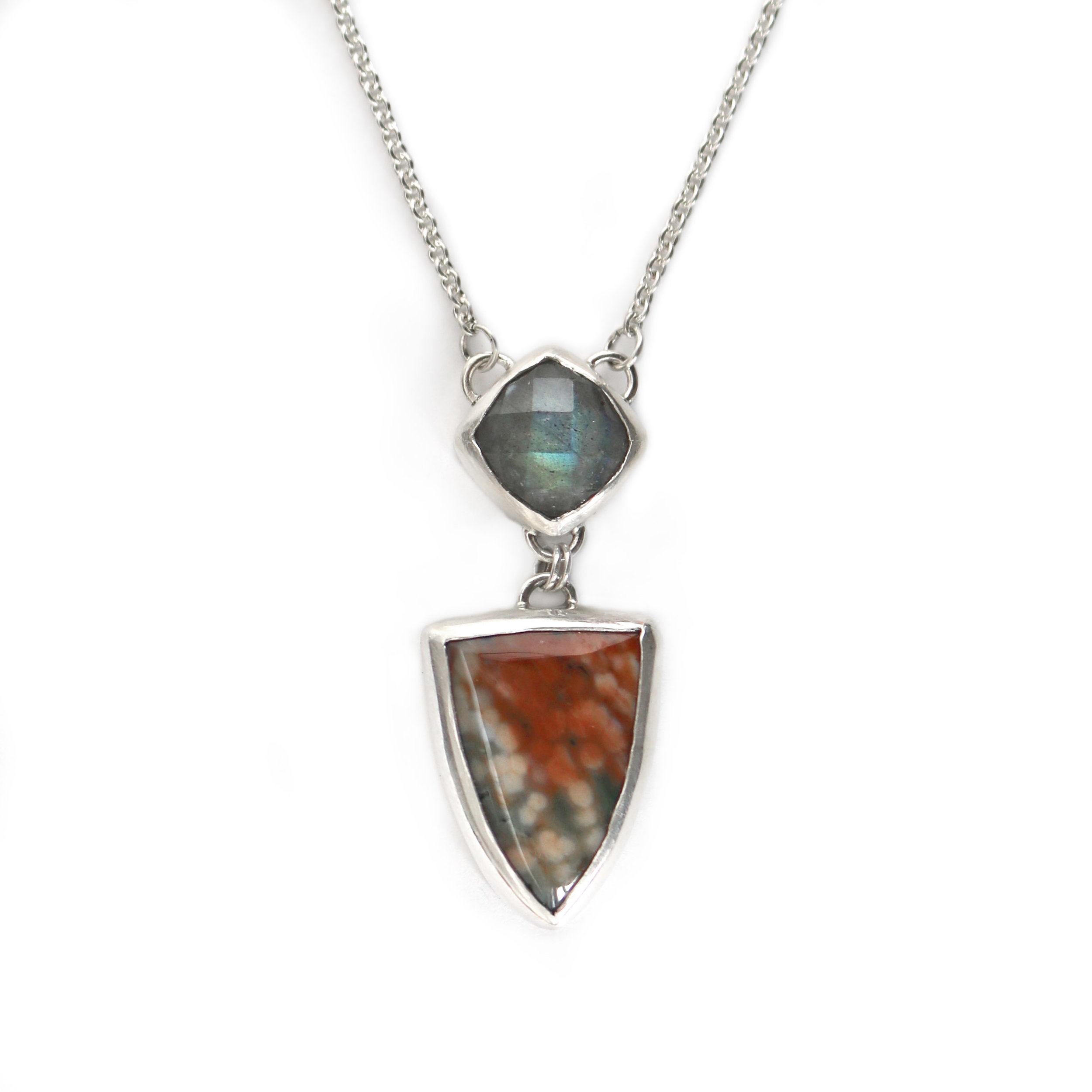 Labradorite + Ocean Jasper Necklace  |  Silver