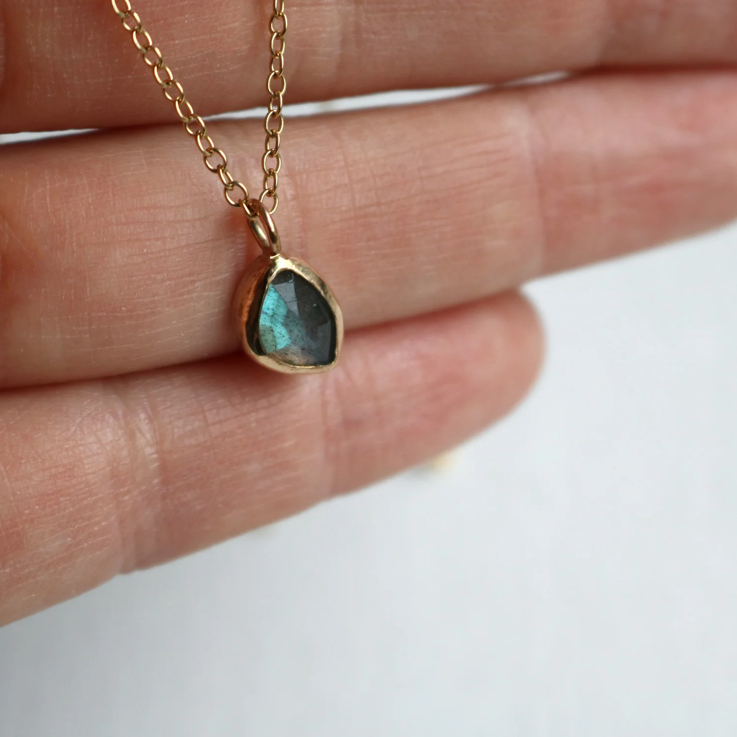 Labradorite Drop Necklace | 14k Gold Fill + Silver | Ready to Ship