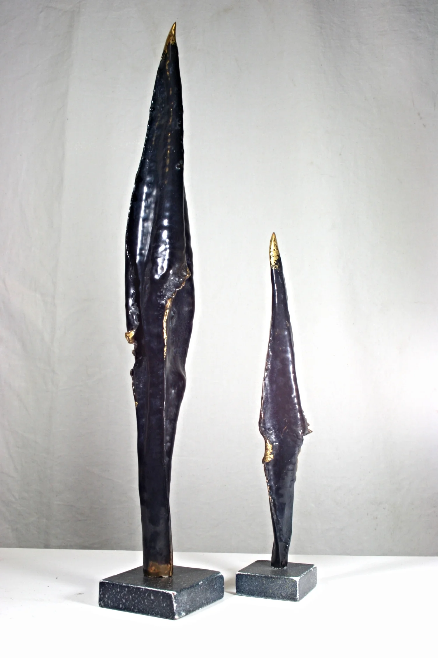 Manannan I and II, repoussé bronze, 20cm and 30cm high, 2011