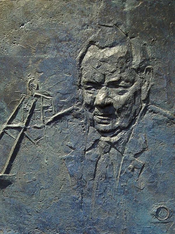 Jim Canning (commissioned for Coalisland Library), cast bronze low relief, 50cm x 60cm, 2011