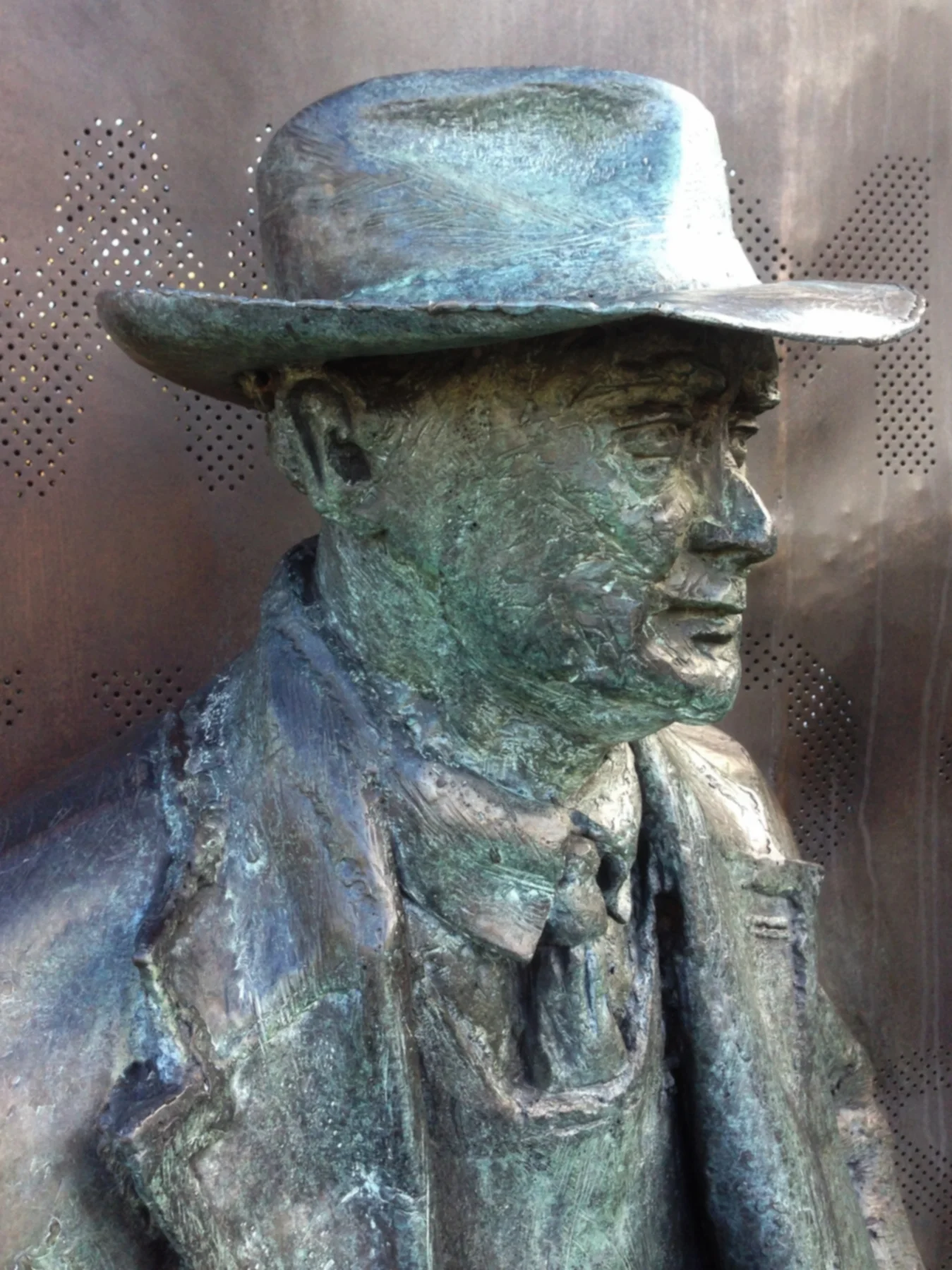 Myles after Myles (Myles na gCoppaleen), cast and repoussé bronze, 3.2m high x 1.5m x 2m, 2013