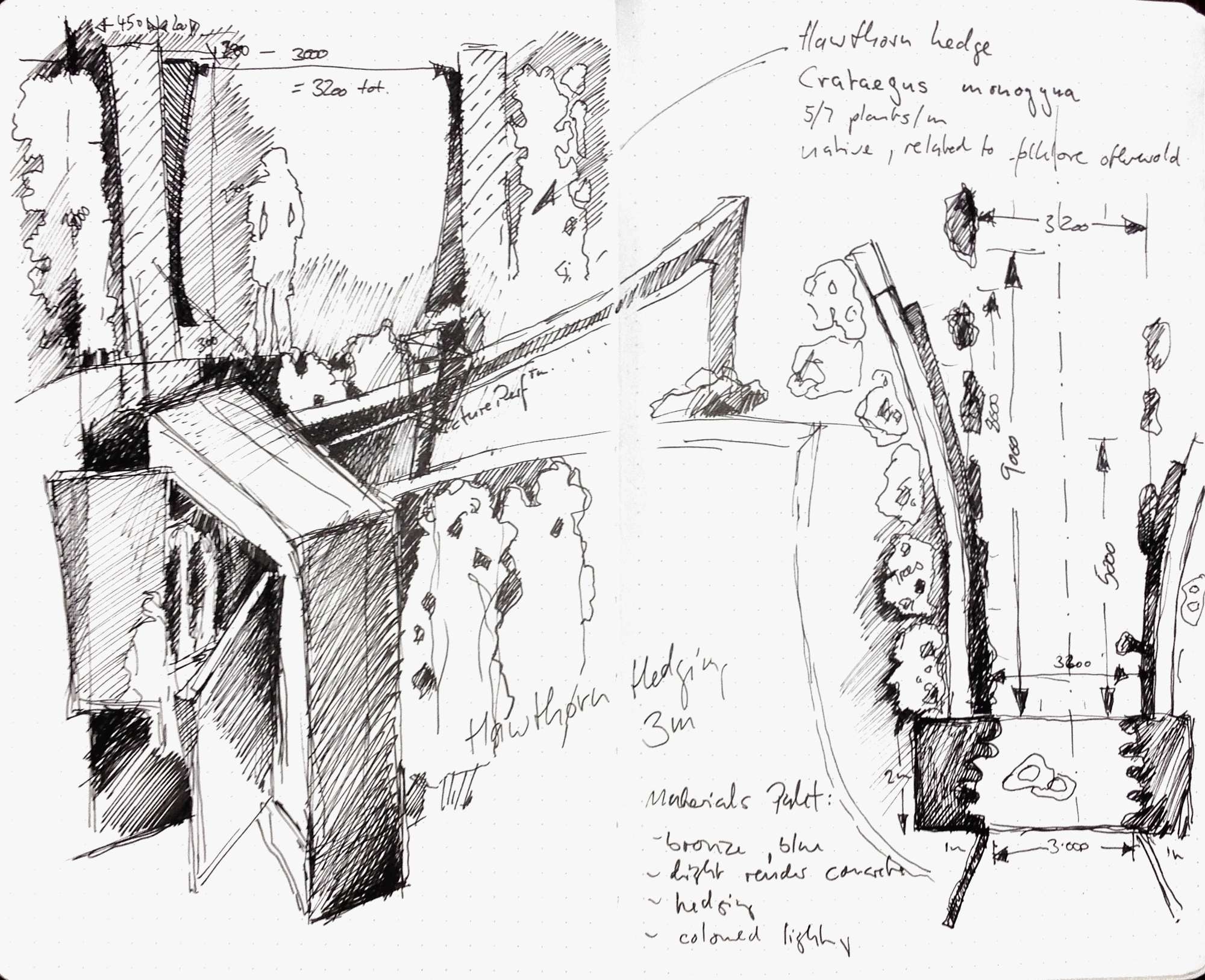 Concept development for C. S. Lewis' park, Belfast, ink and Moleskine Evernote, 2014