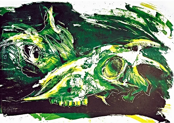 Prayer of Solitude, colour stone lithograph ed. 7, 100cm x 70cm, 1997