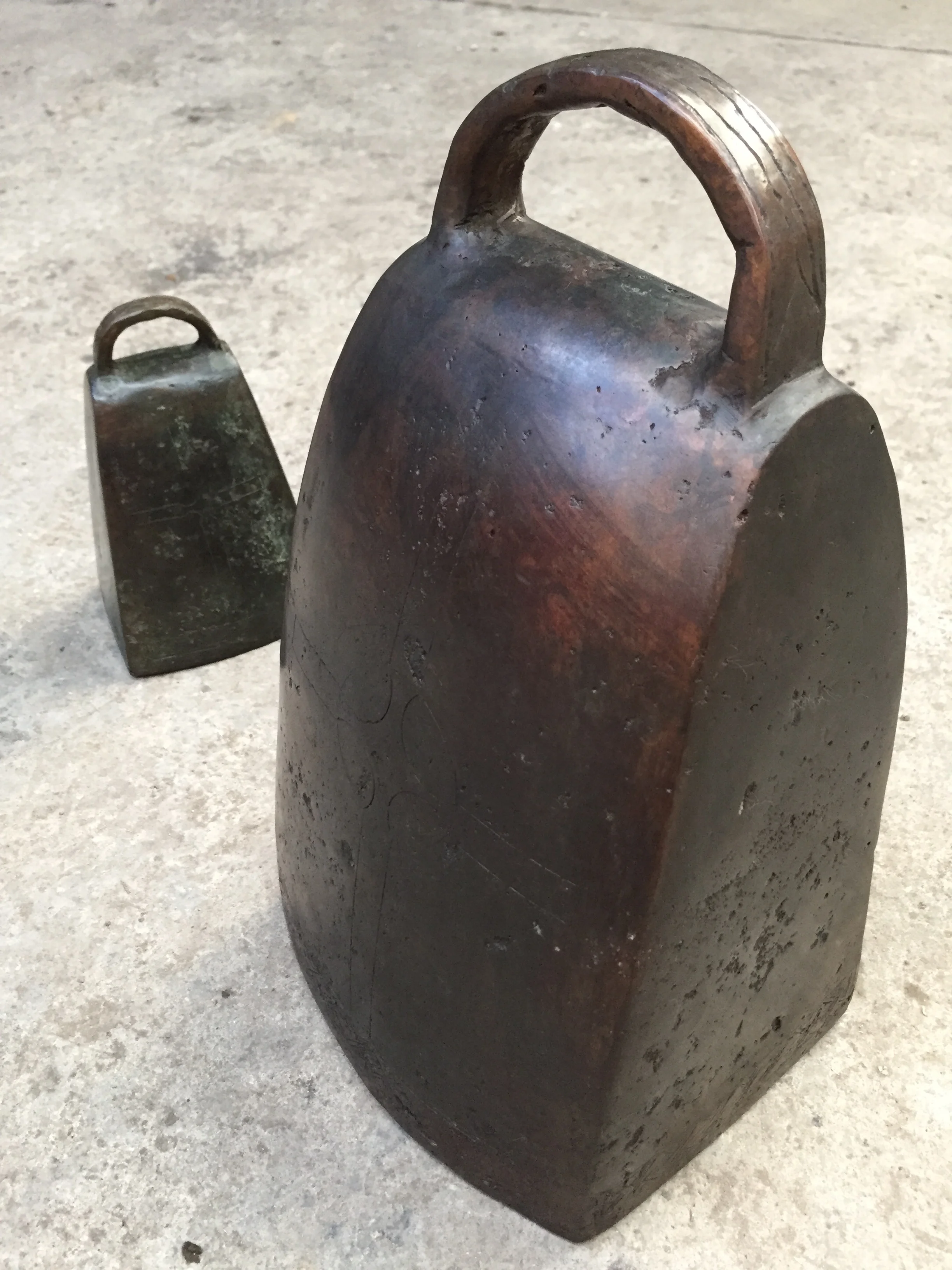 The finished bell replicas - full size and half size