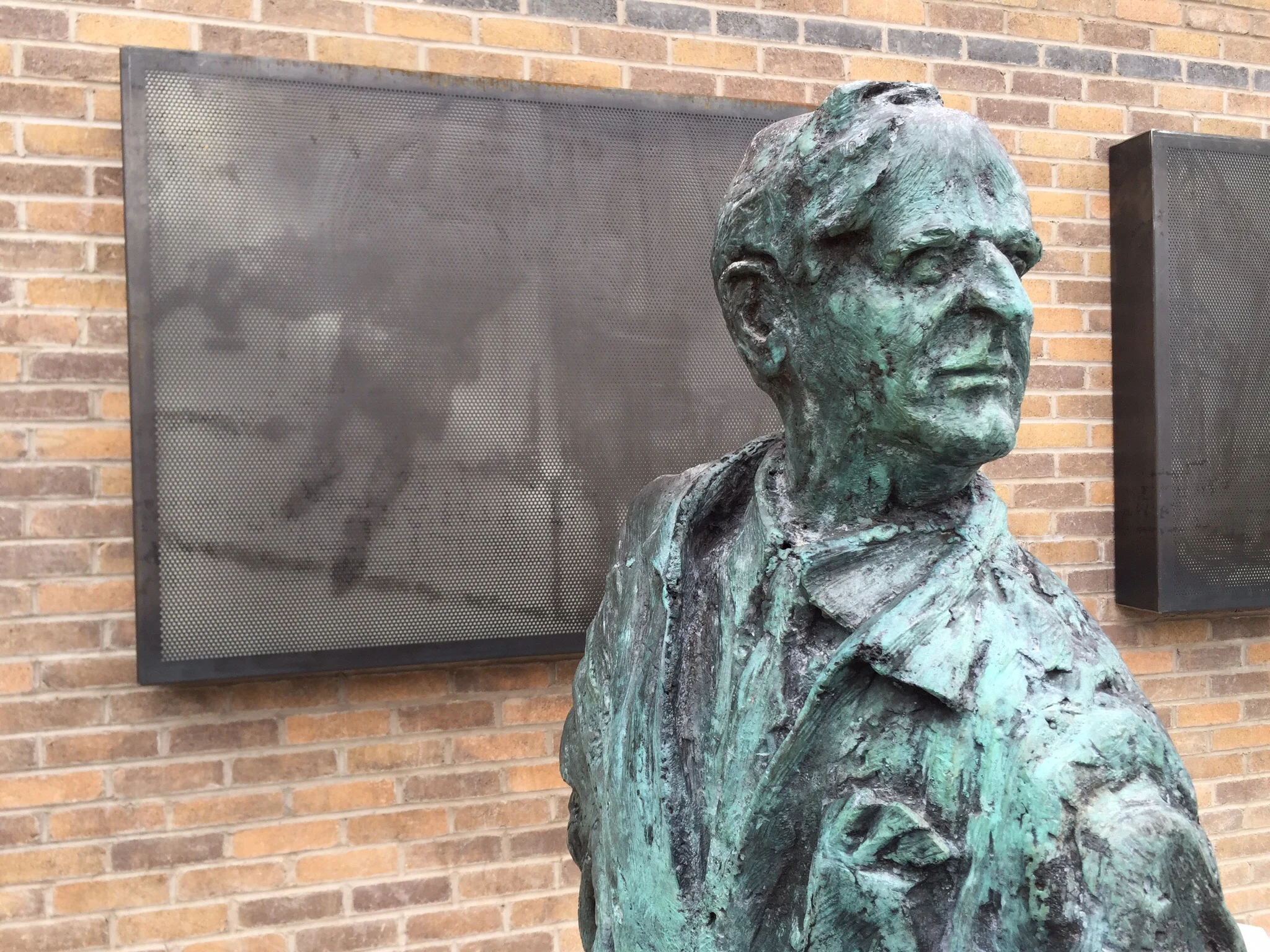 Conor's Corner : William Conor with Lamppost Swinging perforated in Corten steel