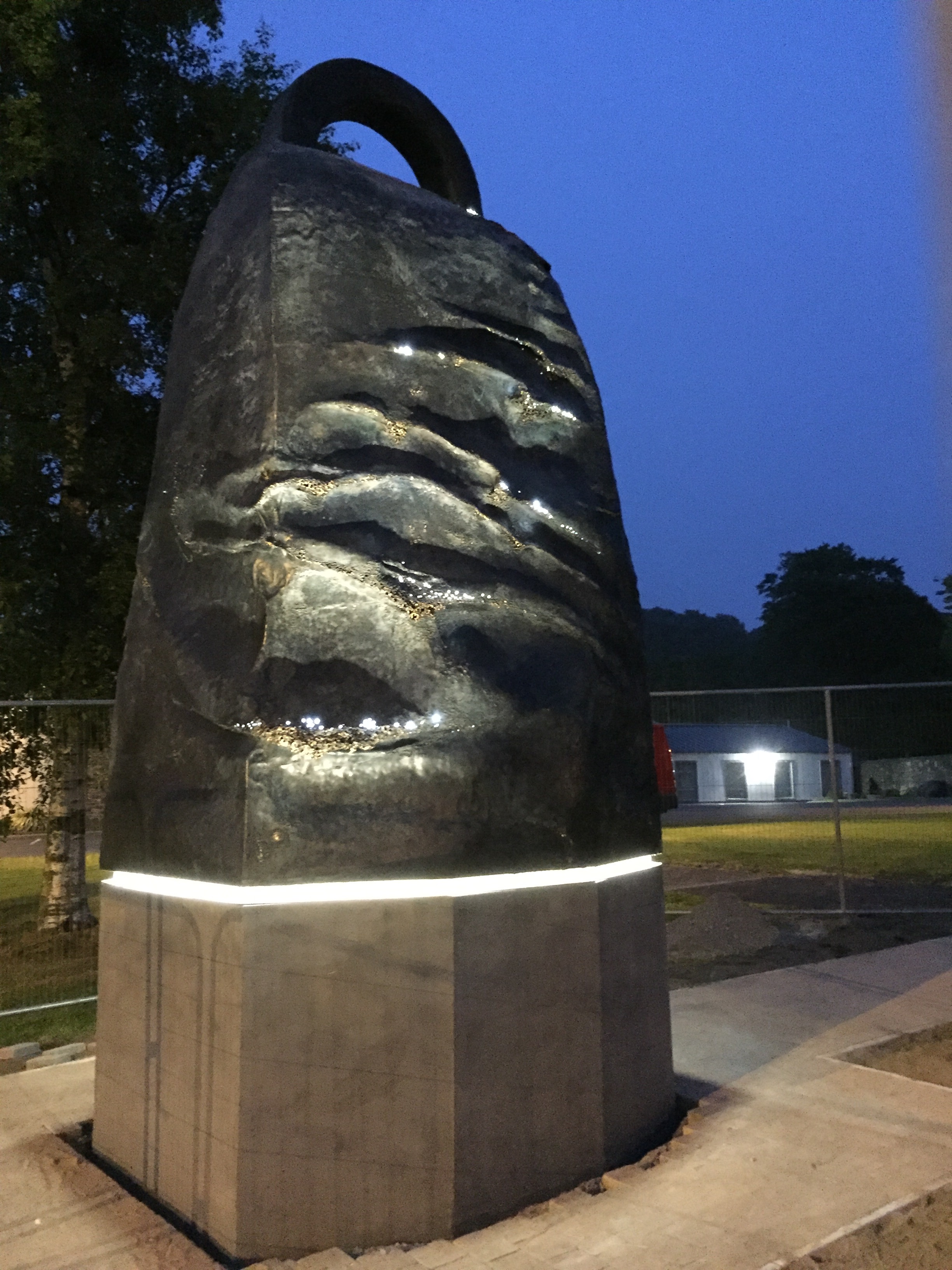 The installed bell at night
