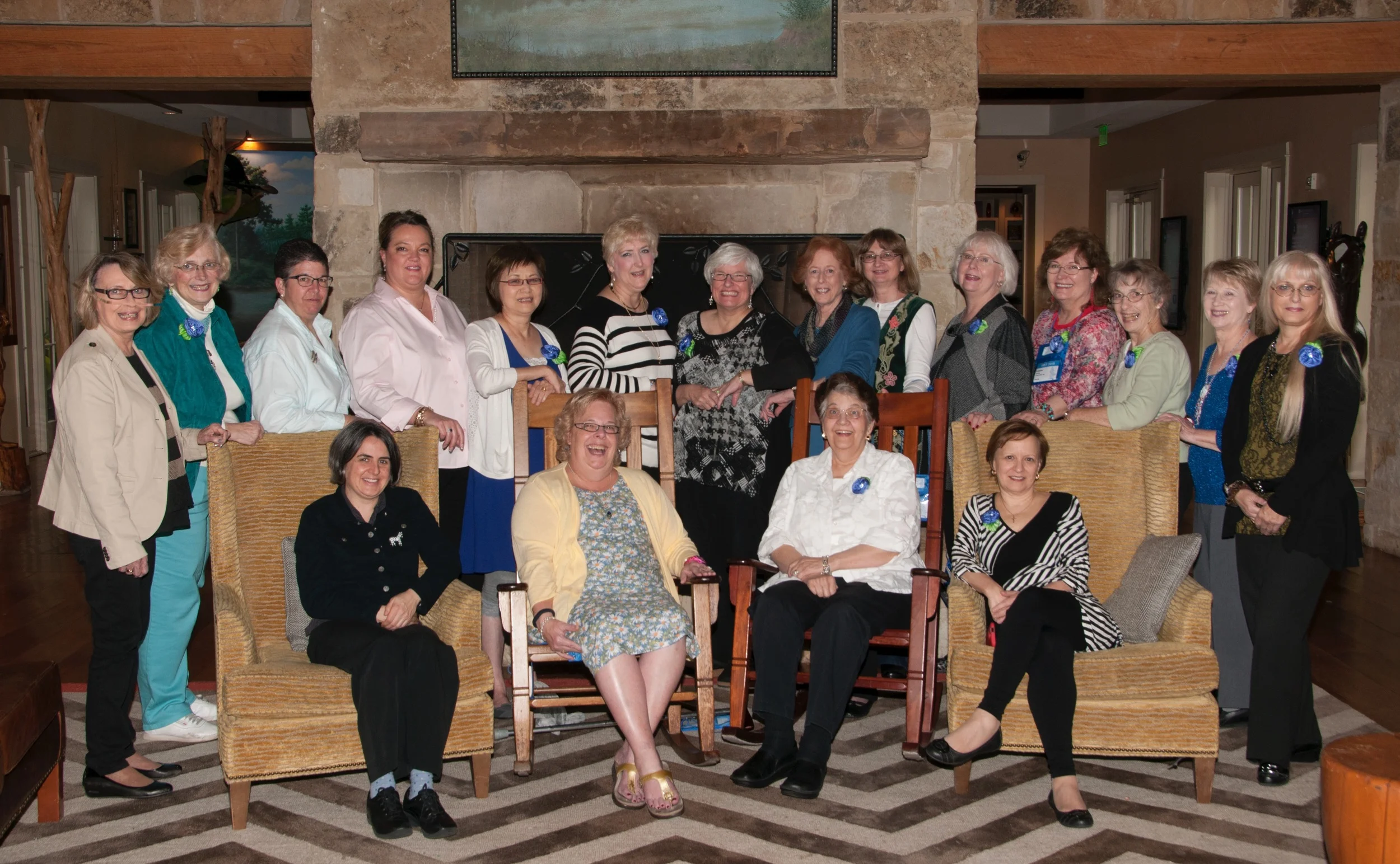 Teachers and Mary Alice (seated second from the left) took time out from their busy schedule at Blue Bonnet Studio Time 2015, to allow a photographer to capture this picture. The standing teachers from left to right are Brenda Hart, Barbara Rakosnik, Vicki De Angelis, Meredith Willett, Midori Matsushima, Janet Casey, Debby Stiehler (guest speaker), Lynn Payette, Sylvia Murarin, Toni Gerdes, Laura Smith, Lois Kershner, Carolyn Sherman, and Linda Chirby. Seated teachers from left to right are Tanja Berlin, Mary Alice Sinton (President of BBS, LLC), Sandra Arthur, and Deborah Tirico.