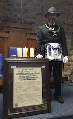 Wor. Micahel A. Rose, after being installed as Master of Veritas Lodge No. 556, Norman, Oklahoma.