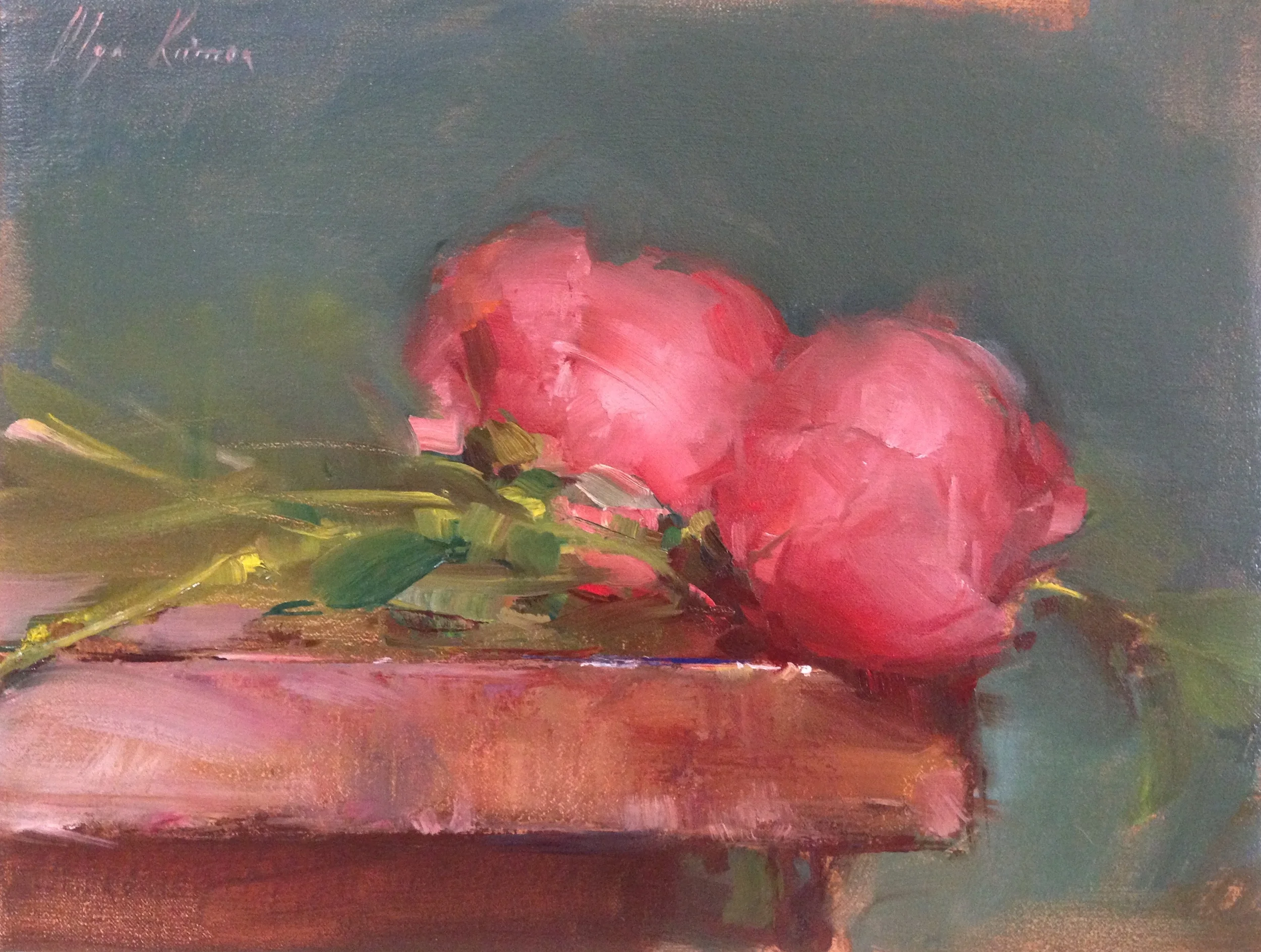 "Peonies", 9x12 inches
