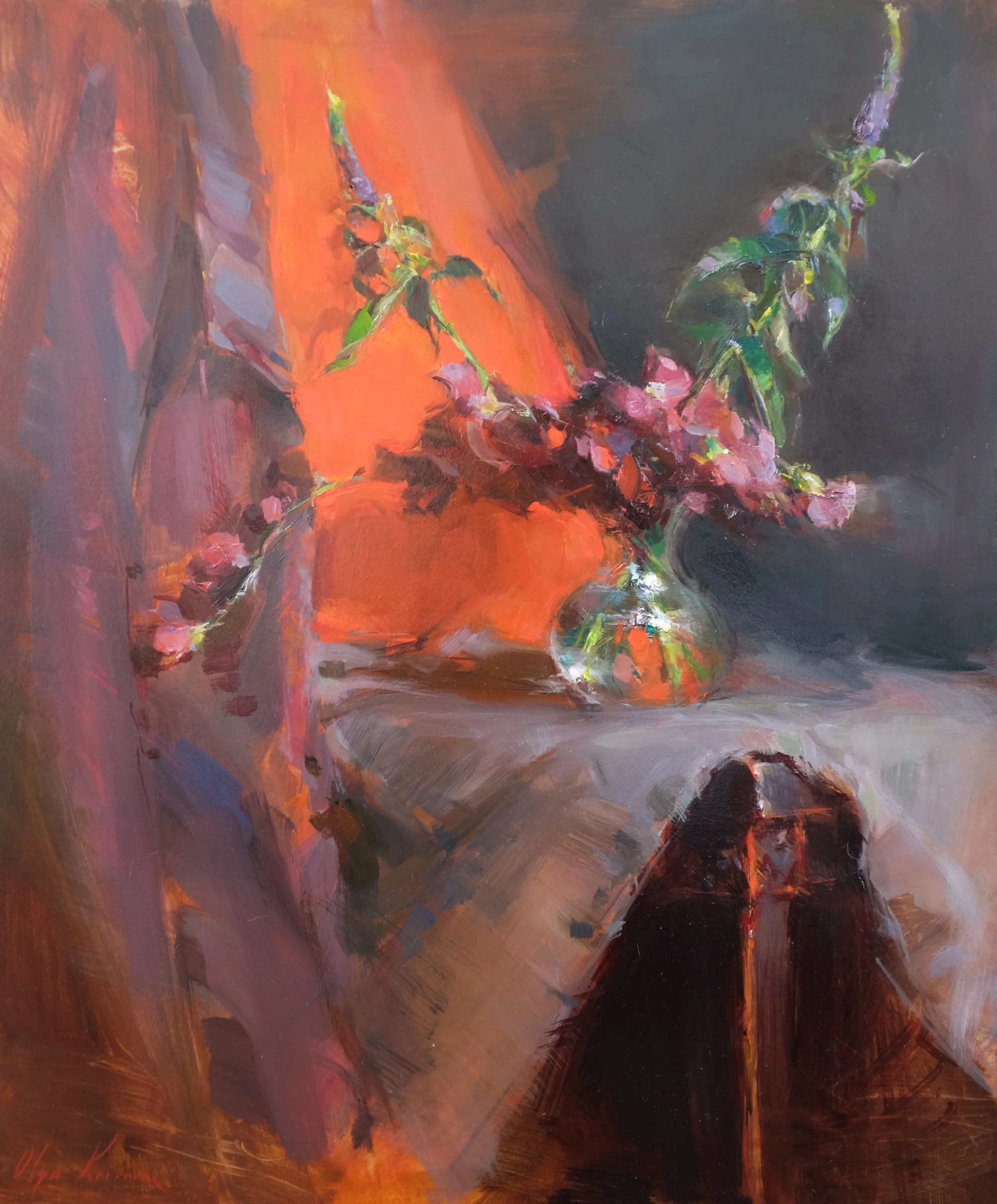 "Arrangement with Sweet Peas", 20x24 inches