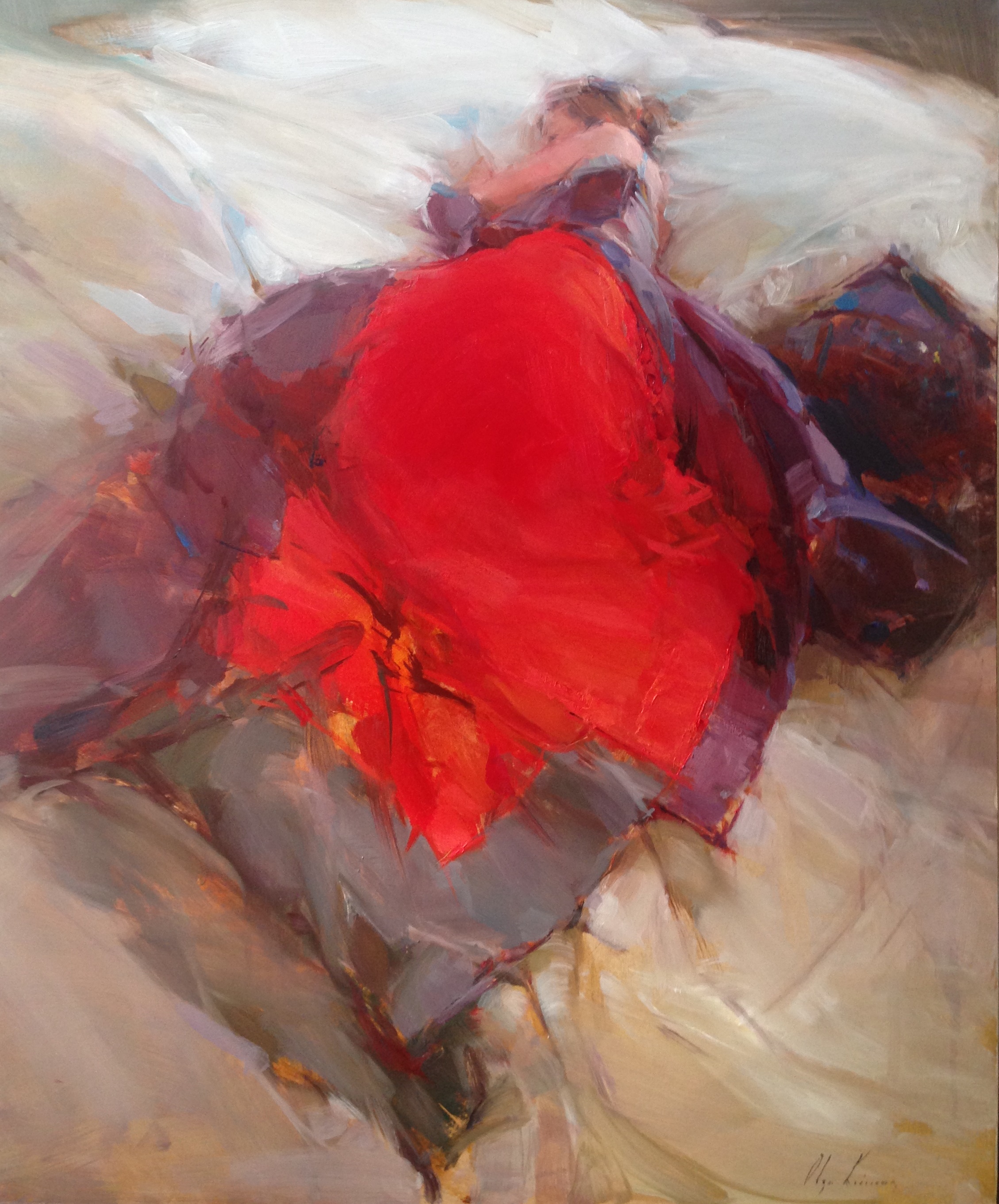 Wafting in Crimson, 20x24 inches