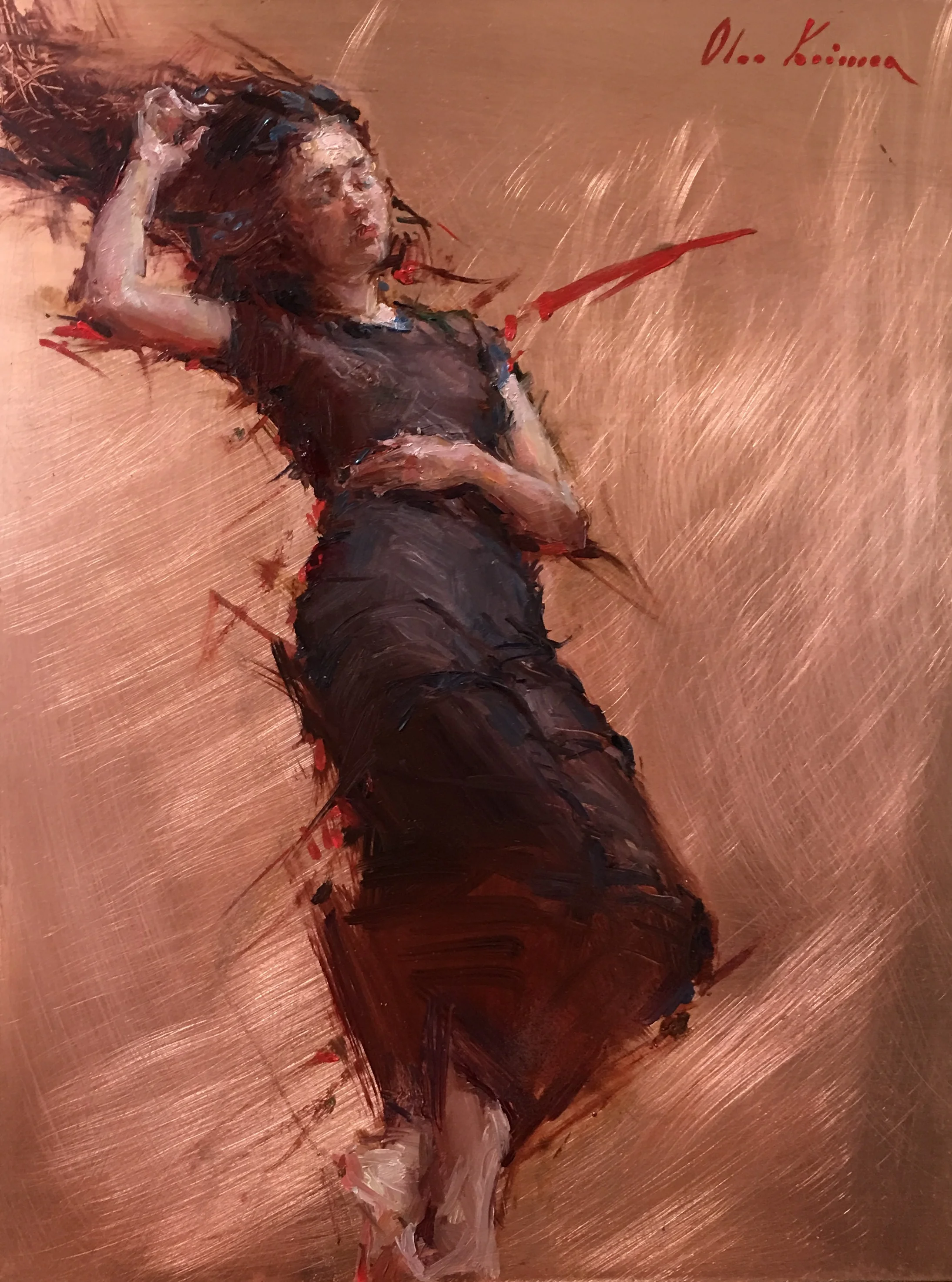 "Somnolence", oil on copper, 9x12