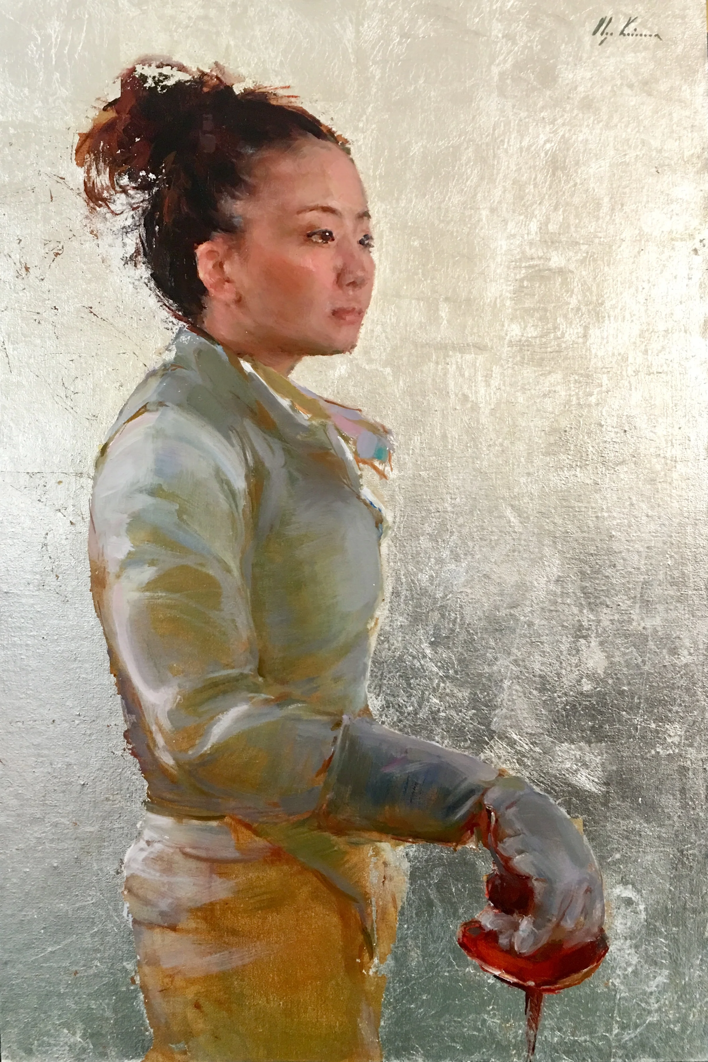 Mettle, oil and silver leaf, 30x20