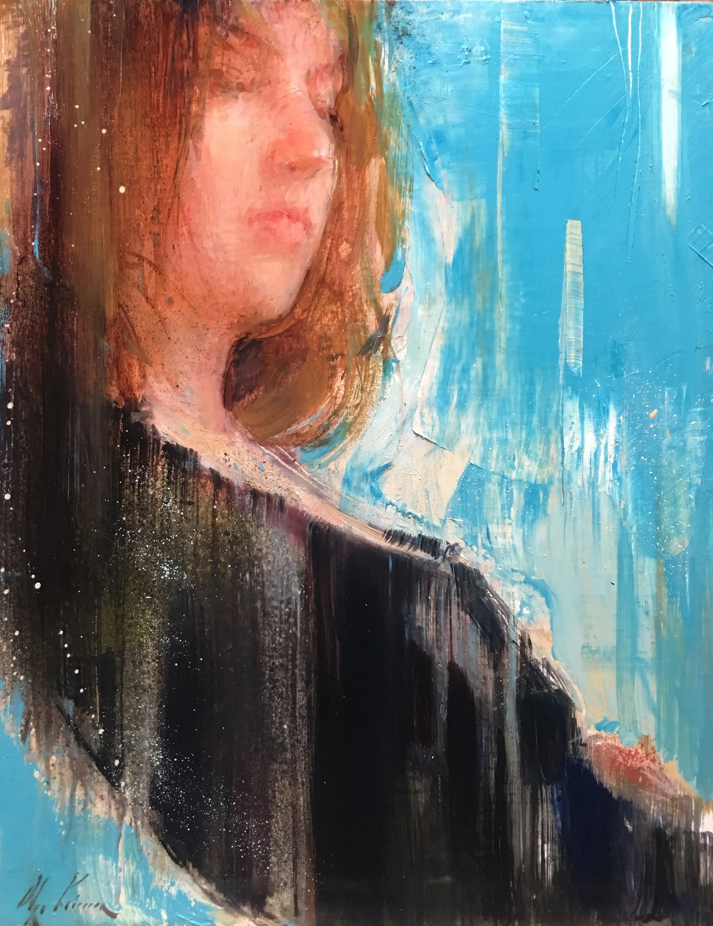 Abstraction In Blue and Black, 14x18