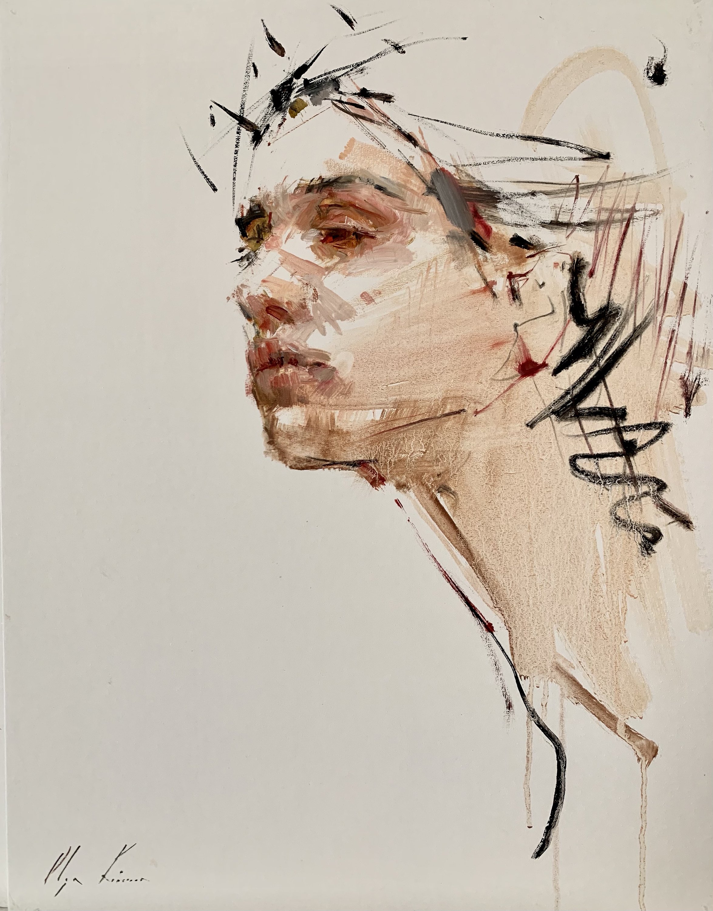 Girl With A Long Neck, 14x18, oil on canvas panel